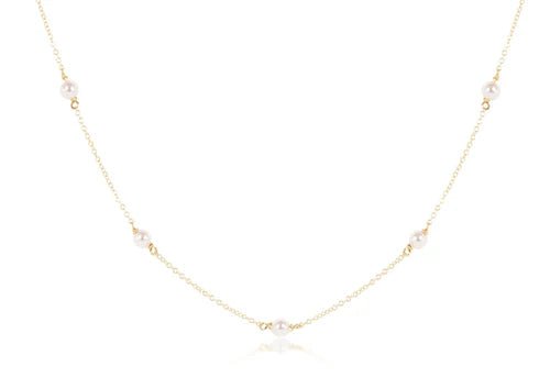 15" Choker Simplicity Chain Gold - 4mm Pearl Necklaces enewton
