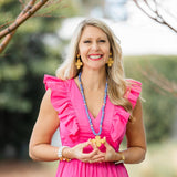 34" Blue and White Glass with Andrea Cross Necklaces Hidden Truth Jewelry