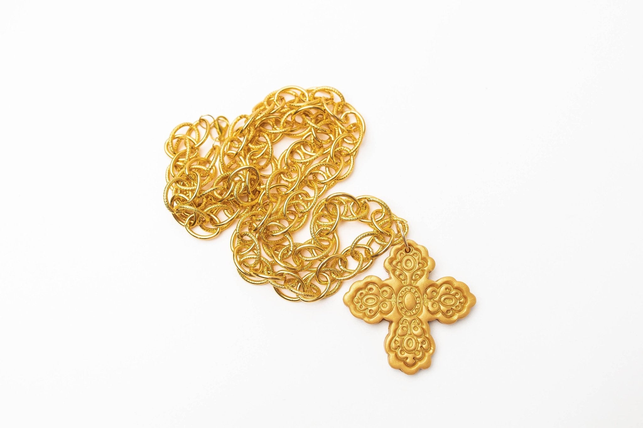 34" Double Gold Chain w/ Susie Cross Necklaces Hidden Truth Jewelry