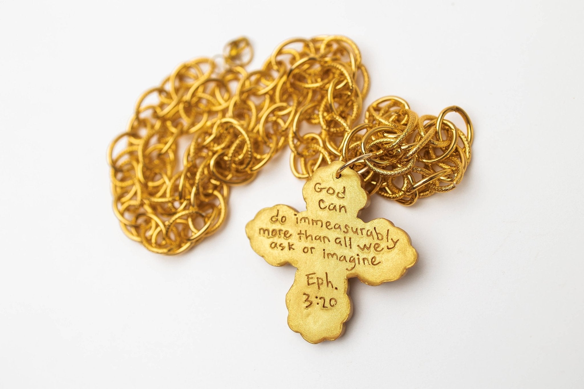 34" Double Gold Chain w/ Susie Cross Necklaces Hidden Truth Jewelry