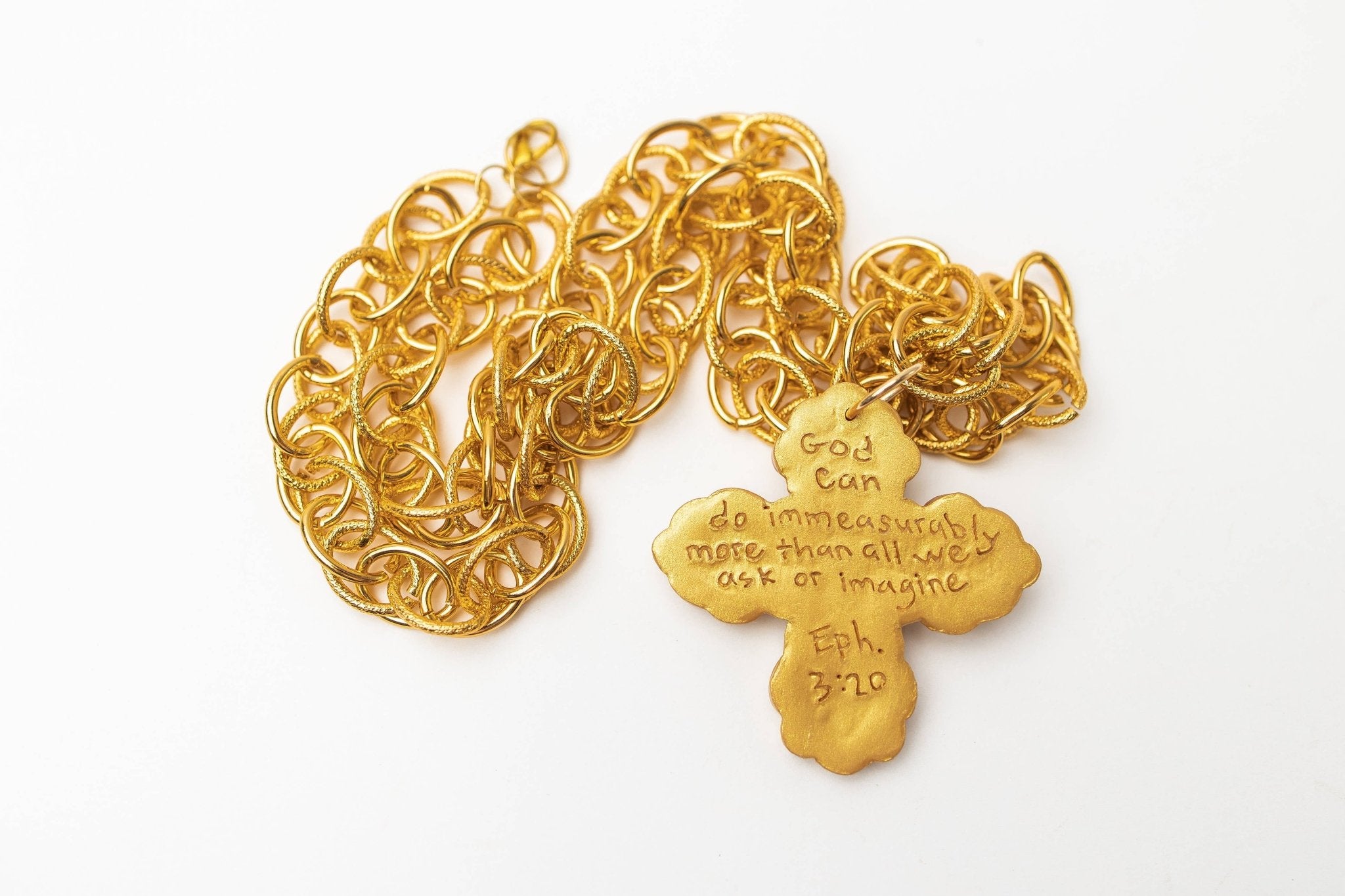 34" Double Gold Chain w/ Susie Cross Necklaces Hidden Truth Jewelry