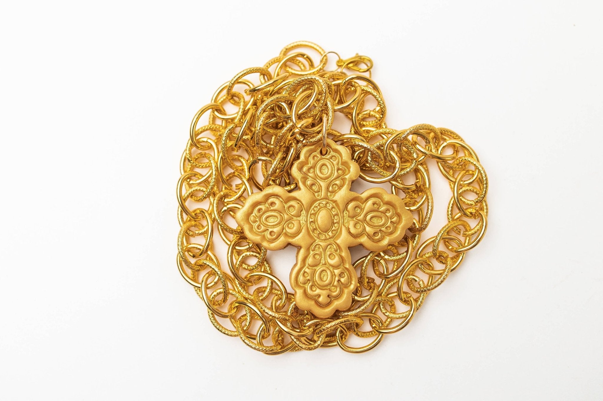 34" Double Gold Chain w/ Susie Cross Necklaces Hidden Truth Jewelry