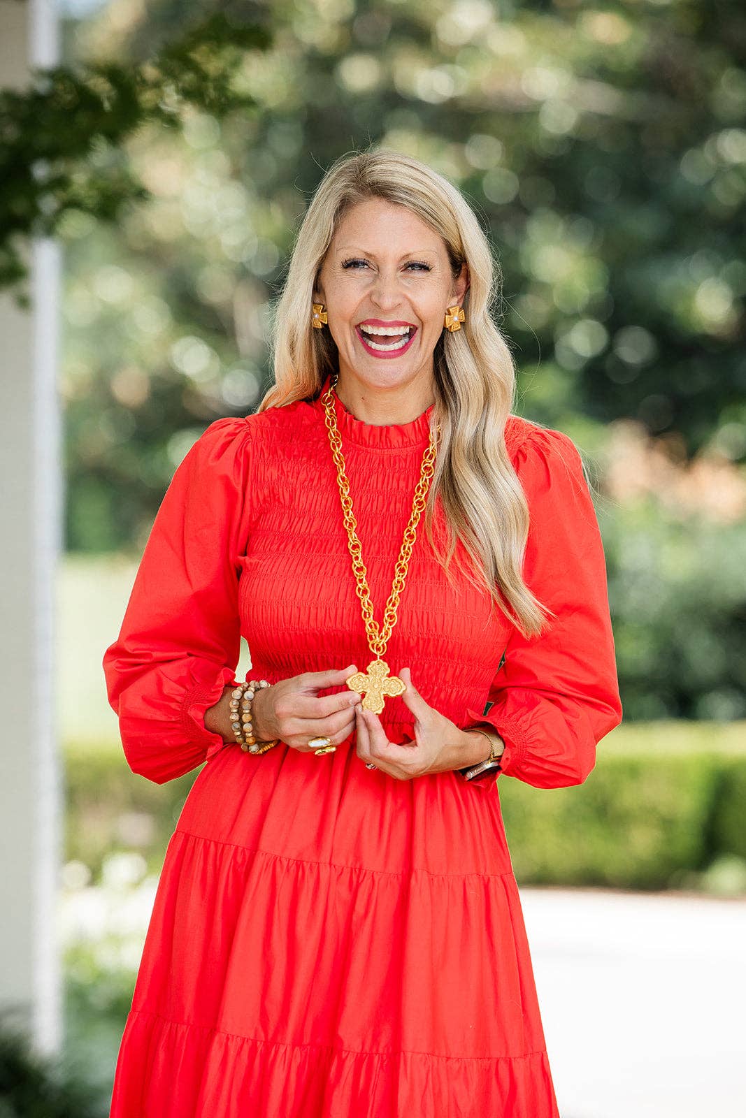 34" Double Gold Chain w/ Susie Cross Necklaces Hidden Truth Jewelry