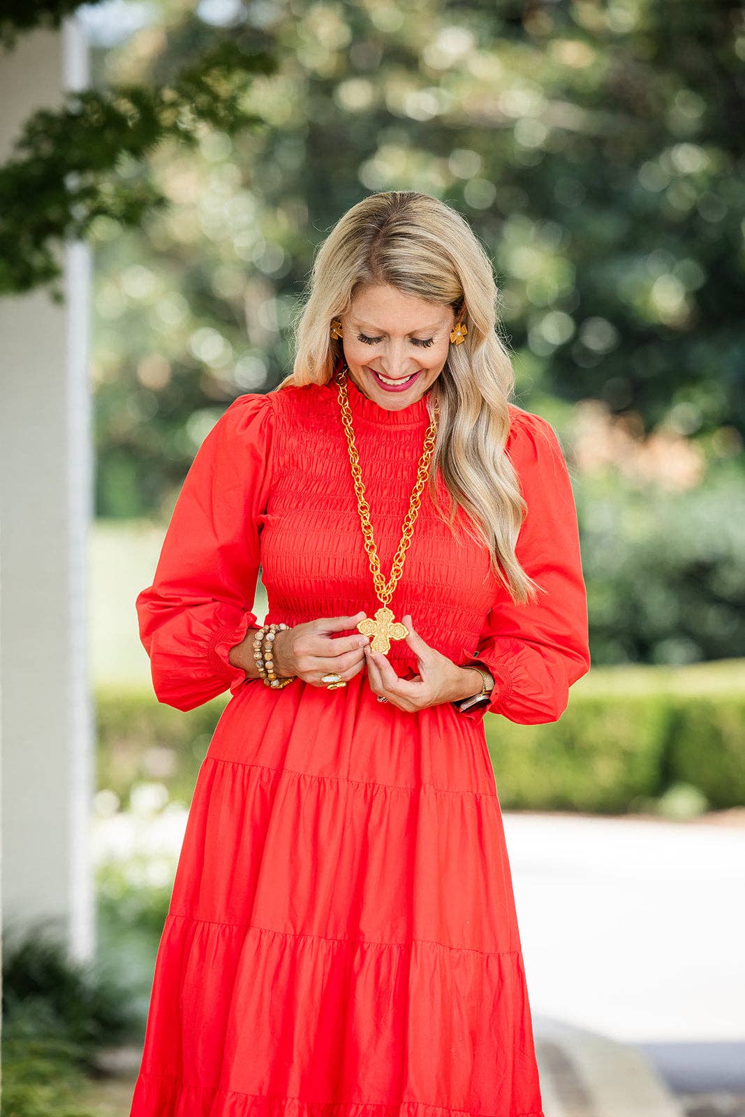 34" Double Gold Chain w/ Susie Cross Necklaces Hidden Truth Jewelry