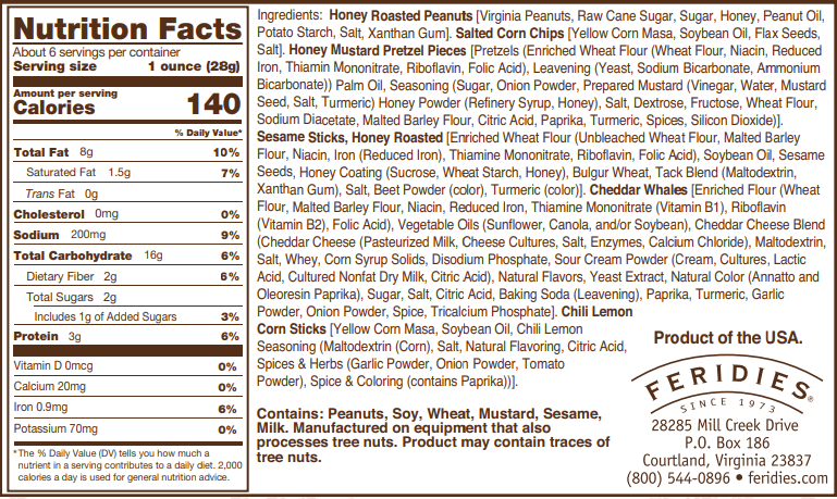 6oz Tin 5 O'clock Crunch Snack Mix Impulse FERIDIES