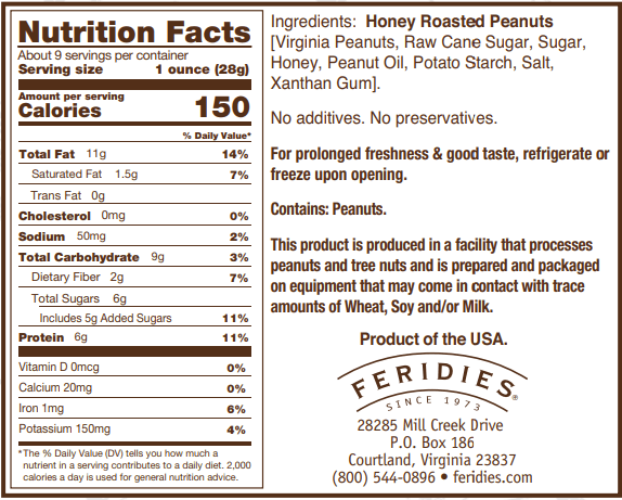 9 oz. Honey Roasted Virginia Peanuts Impulse FERIDIES
