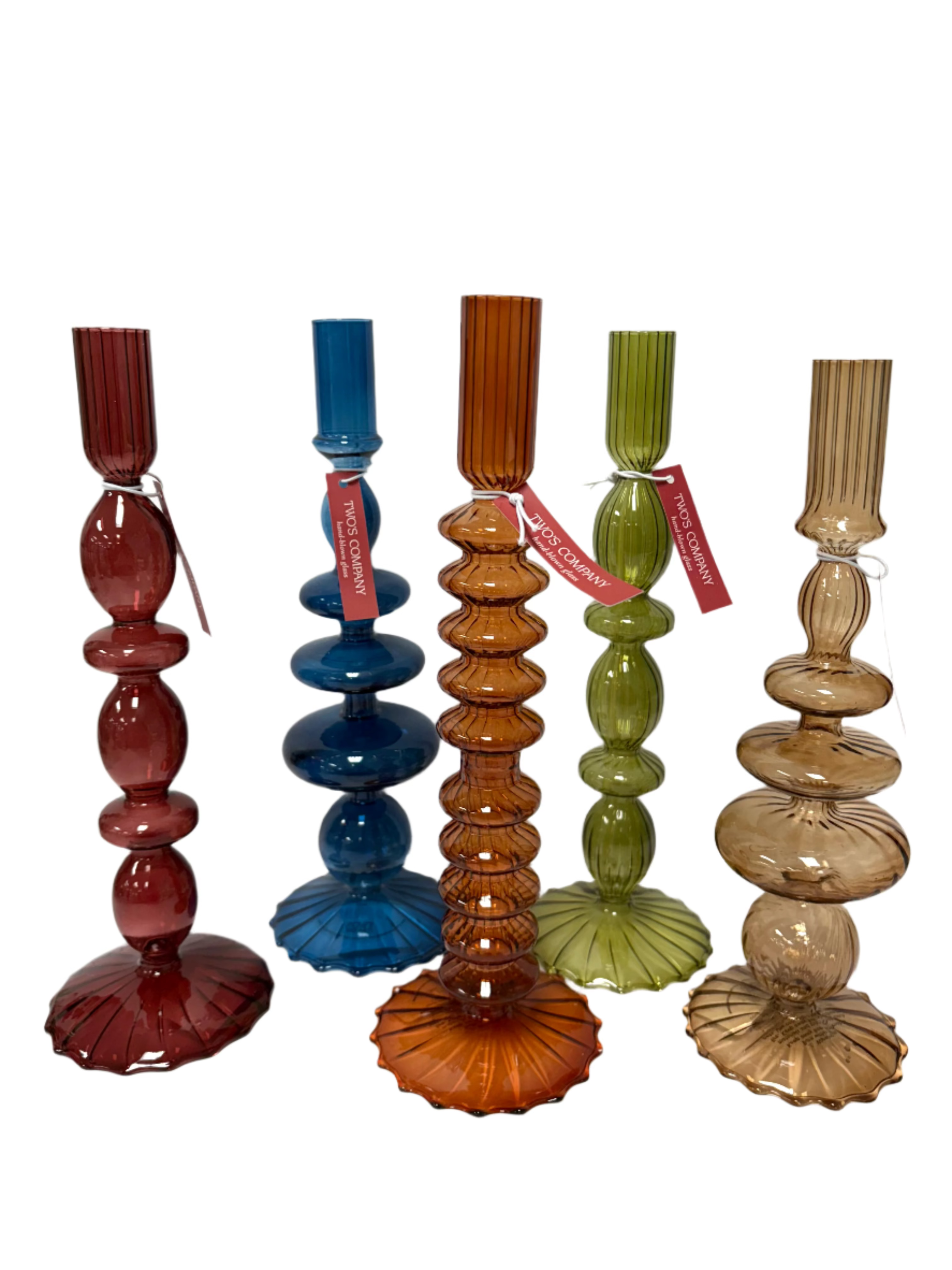 Glass Tapered Candlesticks - Assorted Home Decor Two's Company