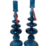 Glass Tapered Candlesticks - Assorted Home Decor Two's Company Navy