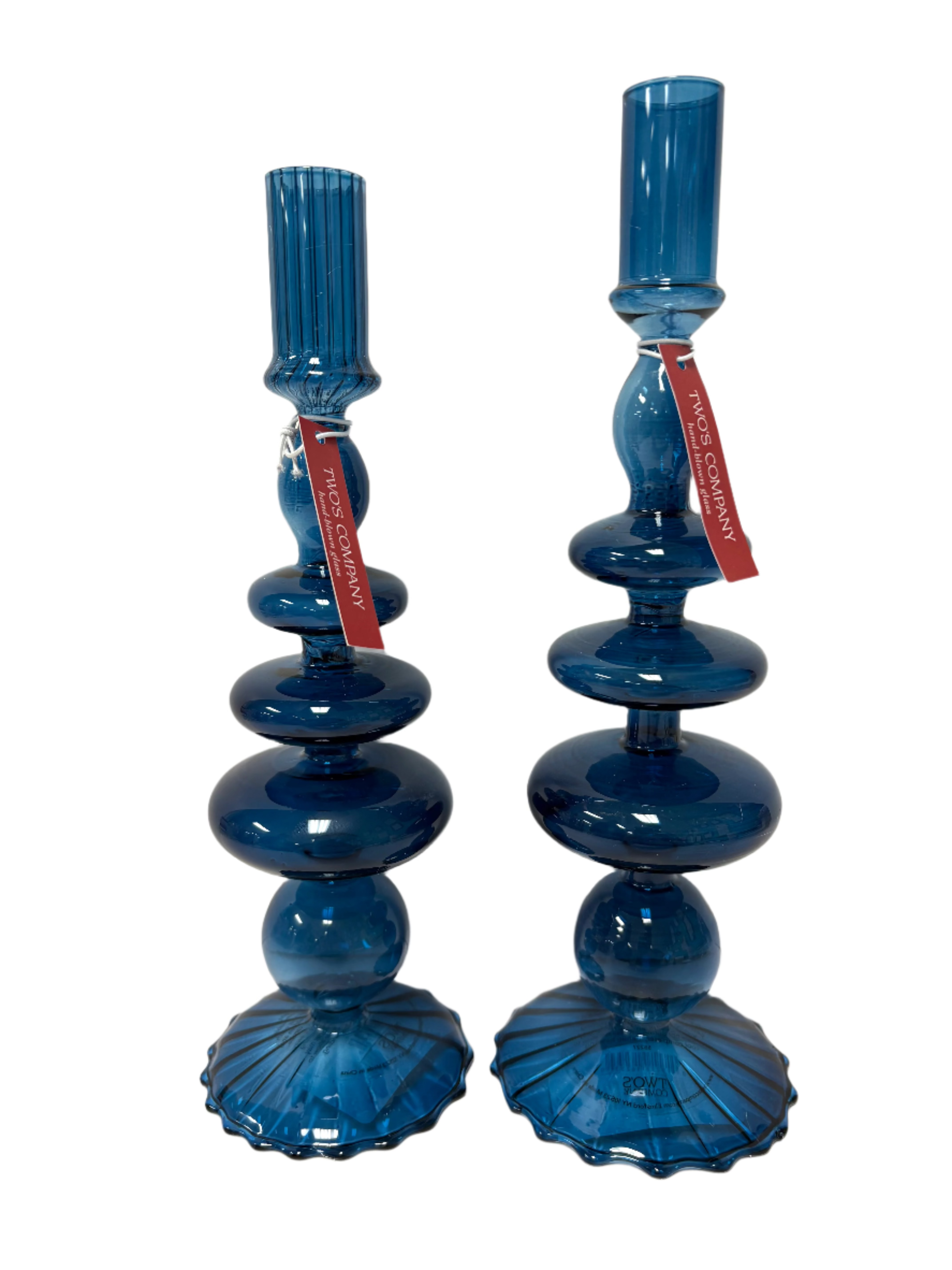 Glass Tapered Candlesticks - Assorted Home Decor Two's Company Navy
