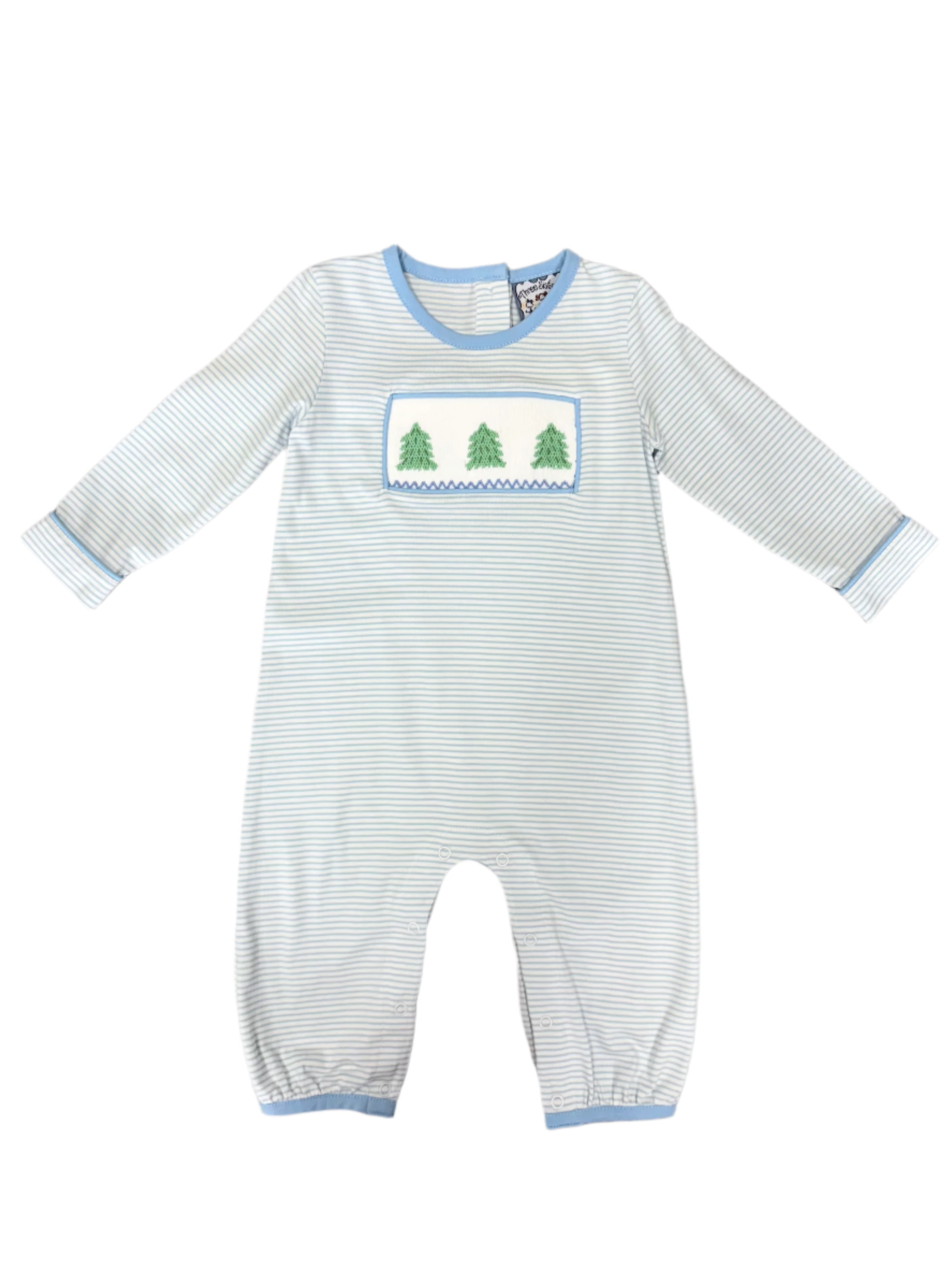Christmas Tree Smocked Boy Romper Boys Bubbles + Rompers Three Sisters
