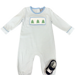 Christmas Tree Smocked Boy Romper Boys Bubbles + Rompers Three Sisters