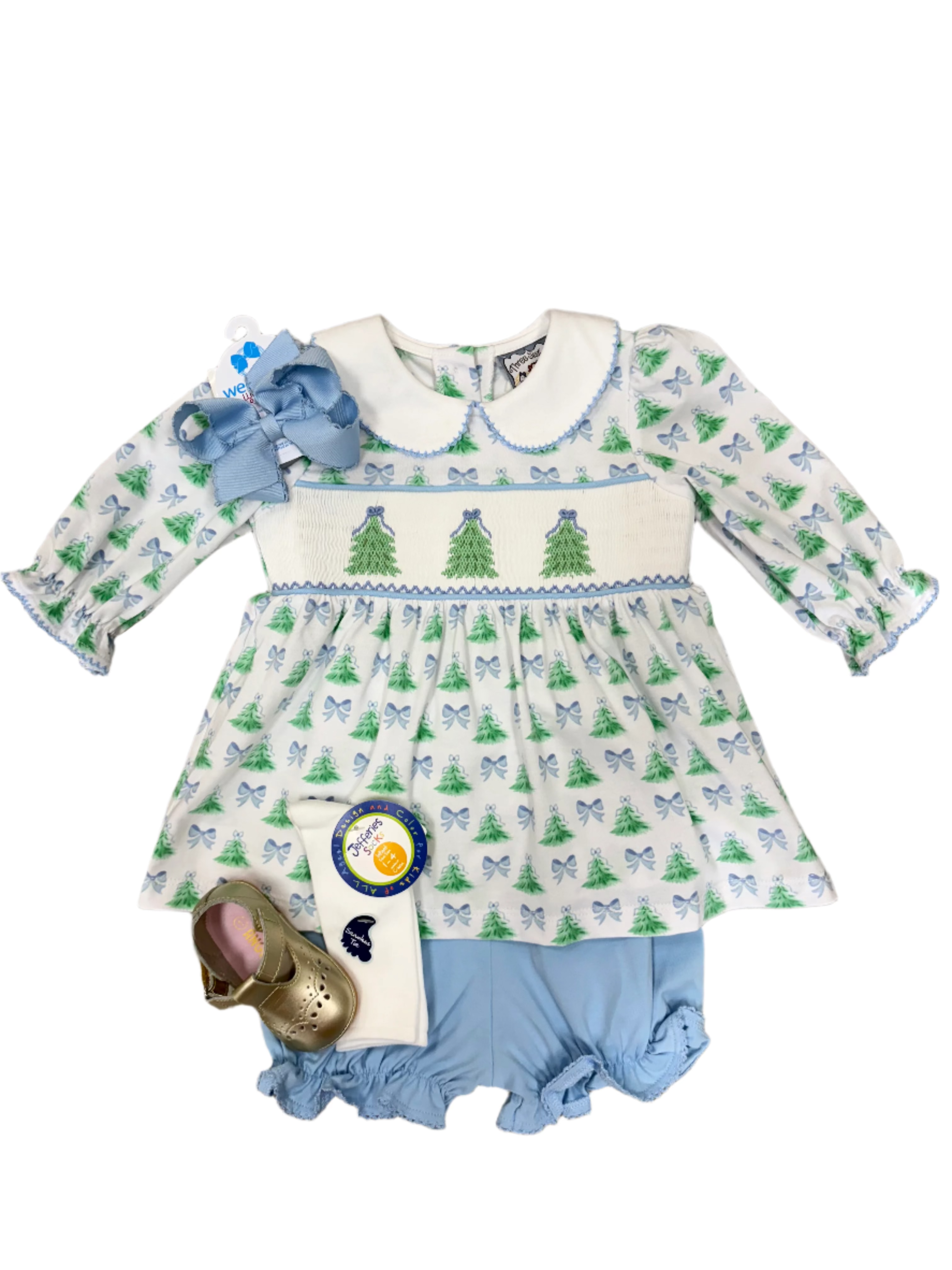 Christmas Tree Smocked Bloomer Set Girls Sets Three Sisters