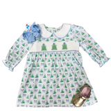 Christmas Tree Smocked Dress Girls Occasion Dresses Three Sisters