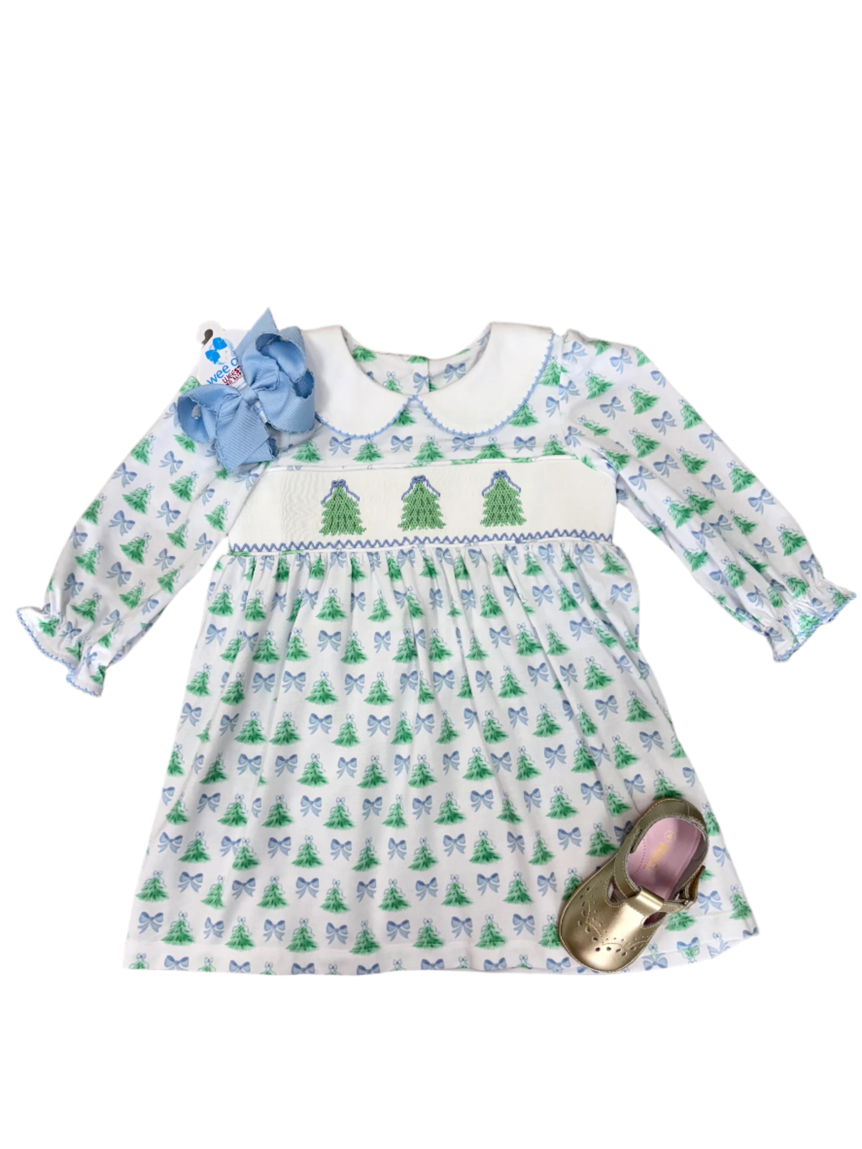 Christmas Tree Smocked Dress Girls Occasion Dresses Three Sisters