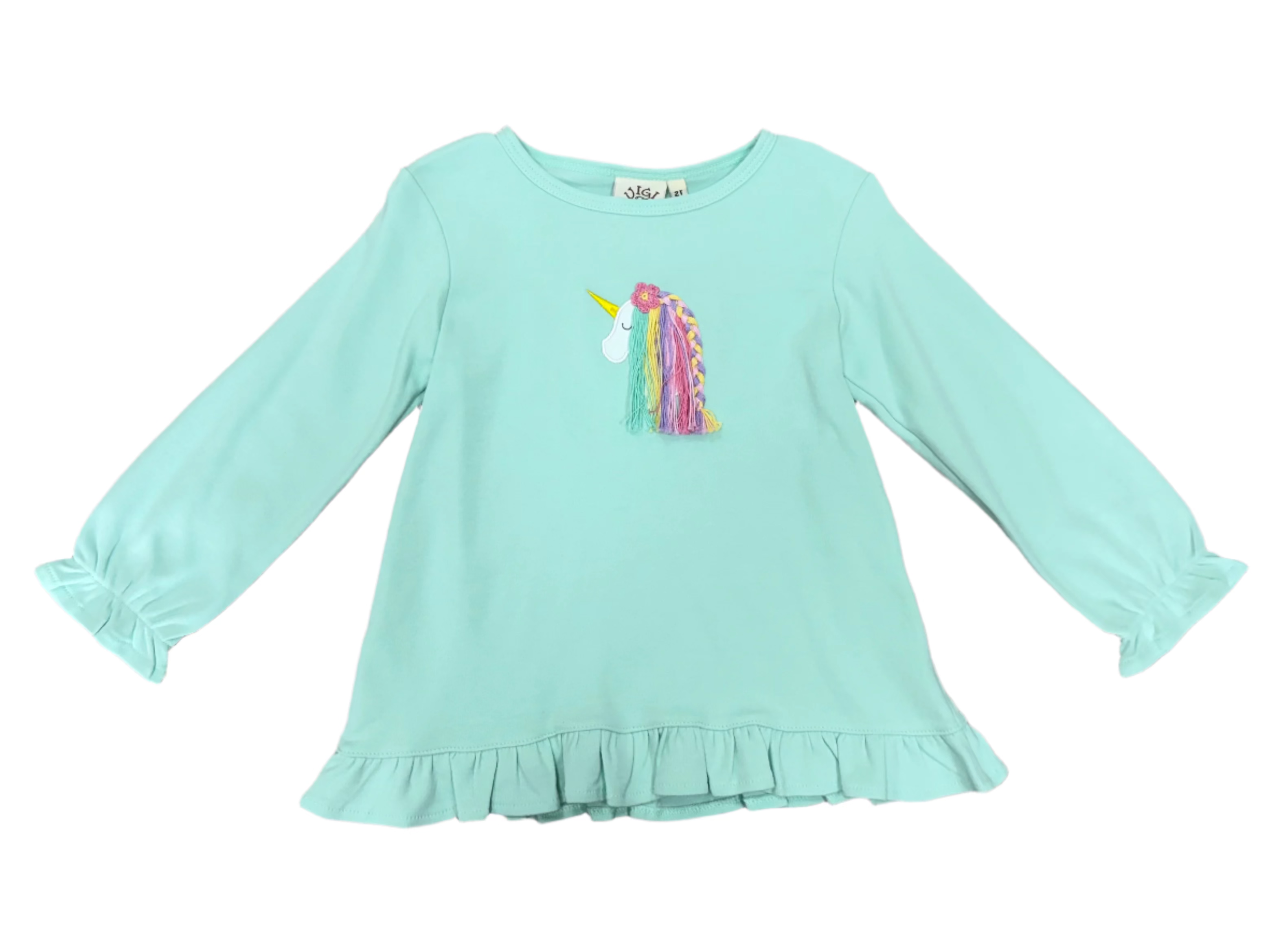 Unicorn Ruffle Swing Top - Lt. Jade Girls Tops + Tees Luigi