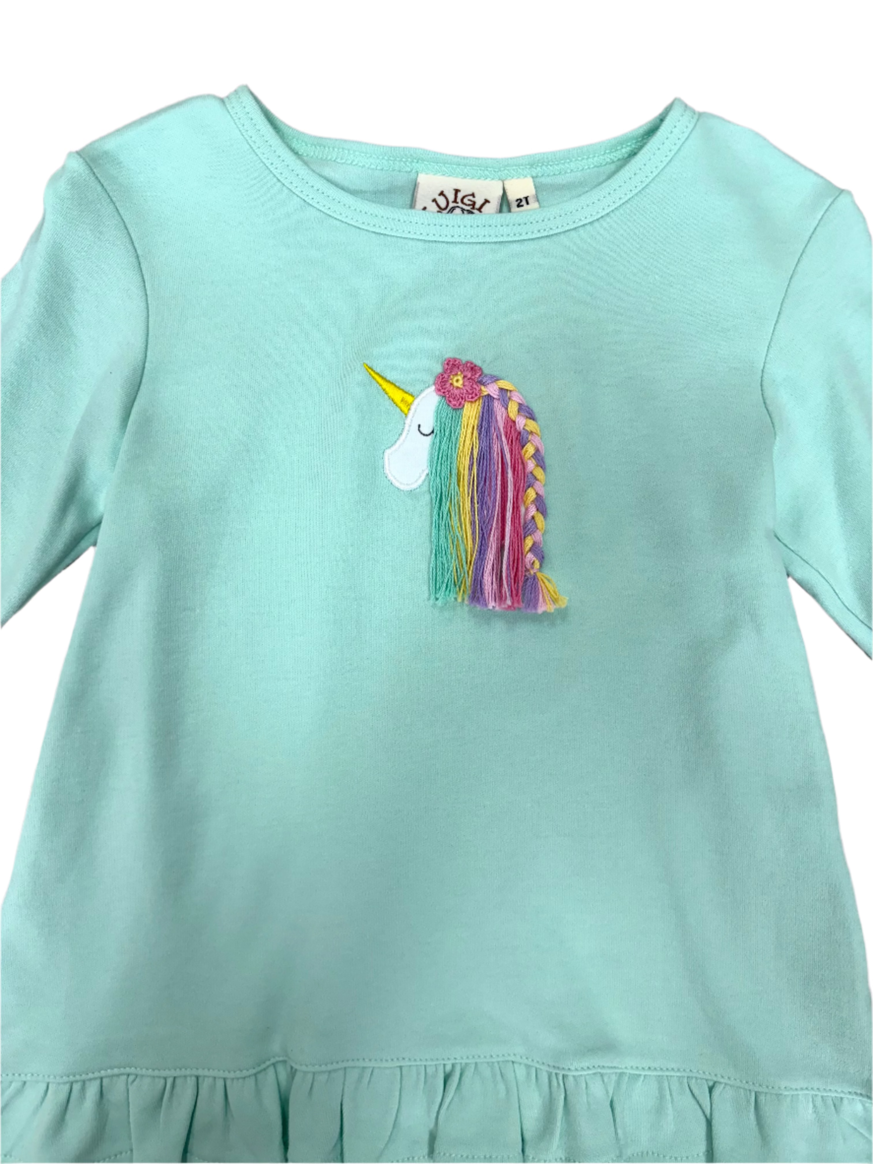 Unicorn Ruffle Swing Top - Lt. Jade Girls Tops + Tees Luigi