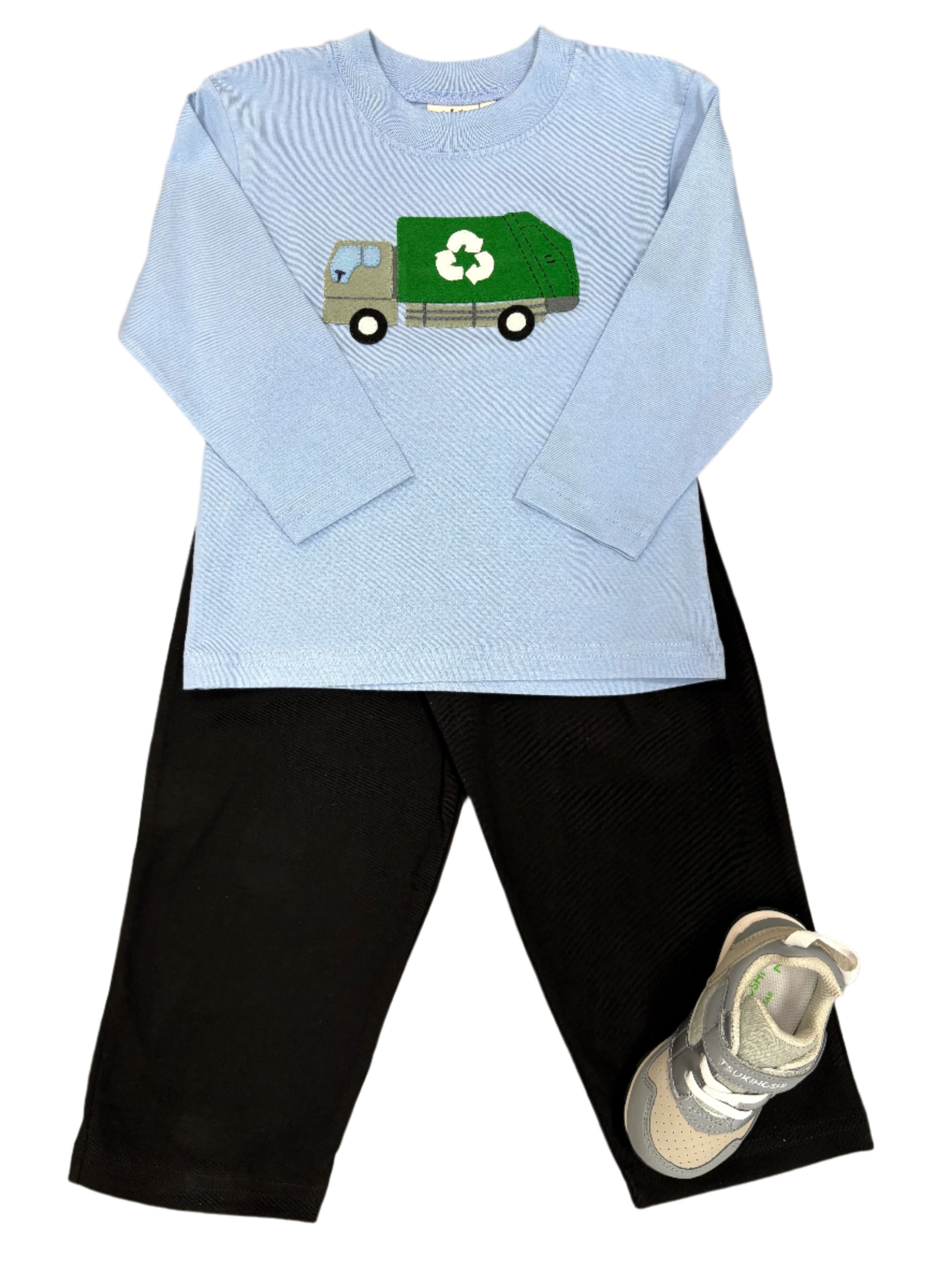 Boys Garbage Truck L/S Tee - Sky Blue Boys Shirts + Polos Luigi