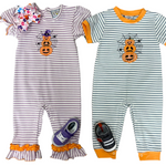 Jack O' Lantern Boys Romper Girls Bubbles + Rompers Three Sisters