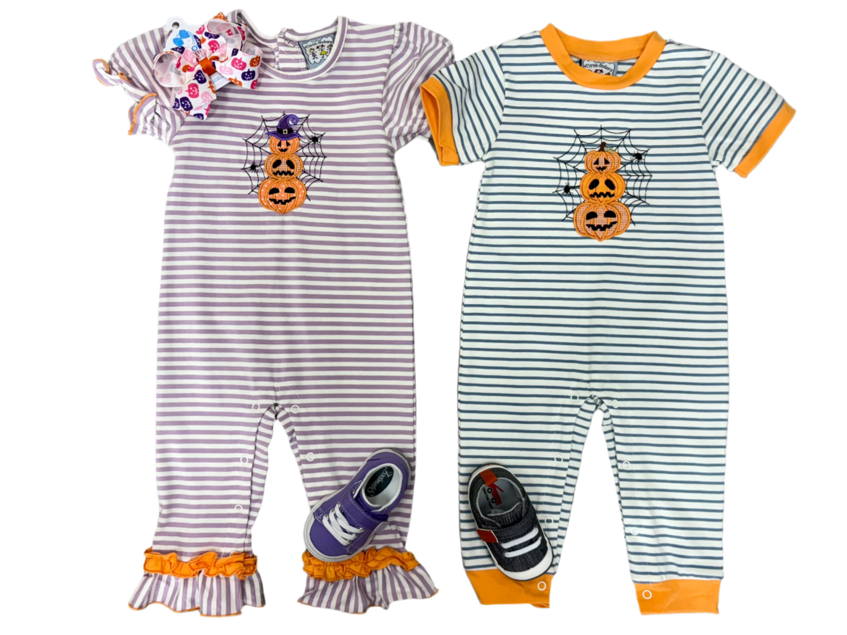 Jack O' Lantern Boys Romper Girls Bubbles + Rompers Three Sisters