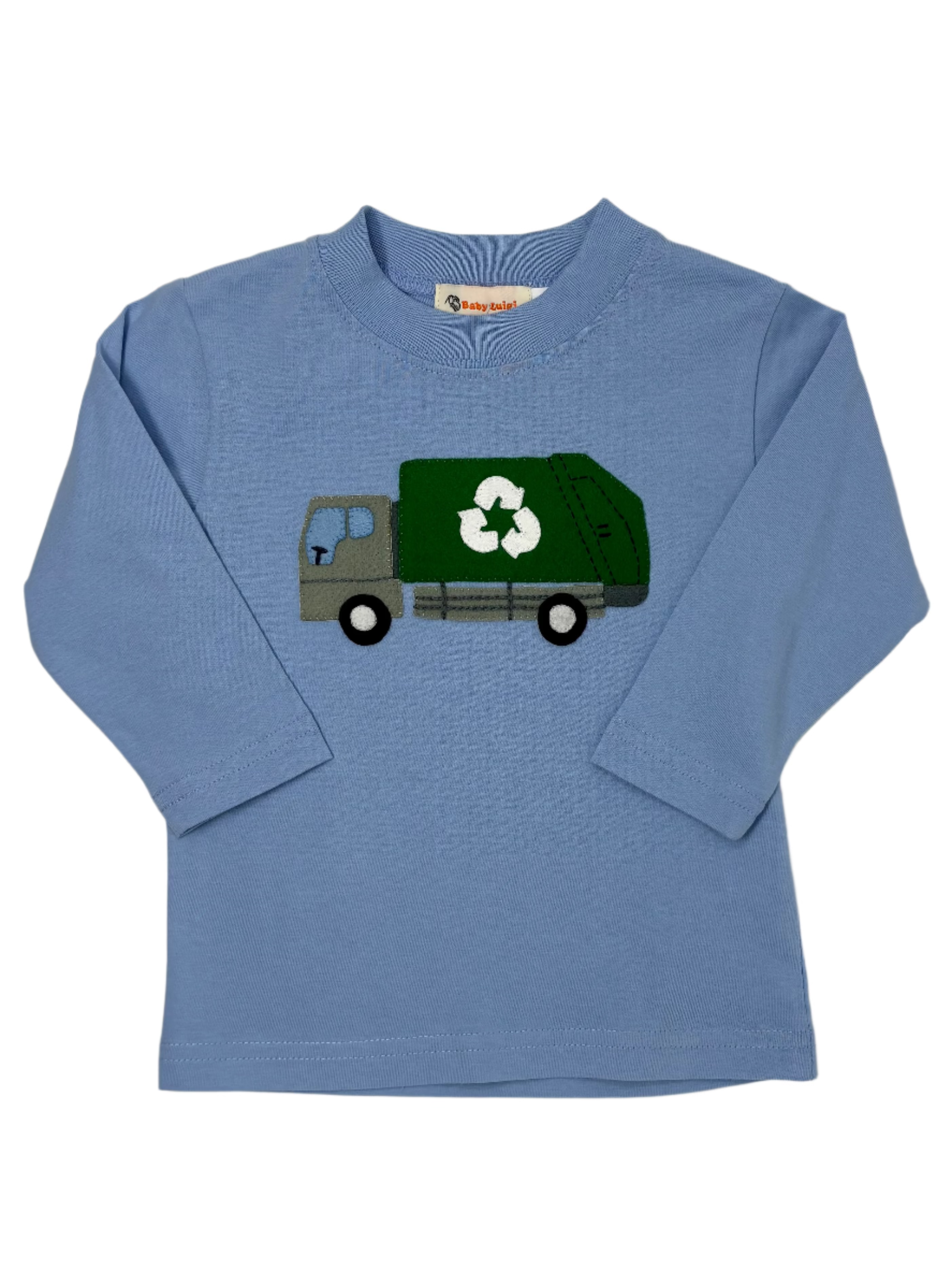 Boys Garbage Truck L/S Tee - Sky Blue Boys Shirts + Polos Luigi