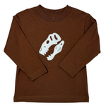 Boys Dino Fossil L/S Tee - Mocha Boys Shirts + Polos Luigi