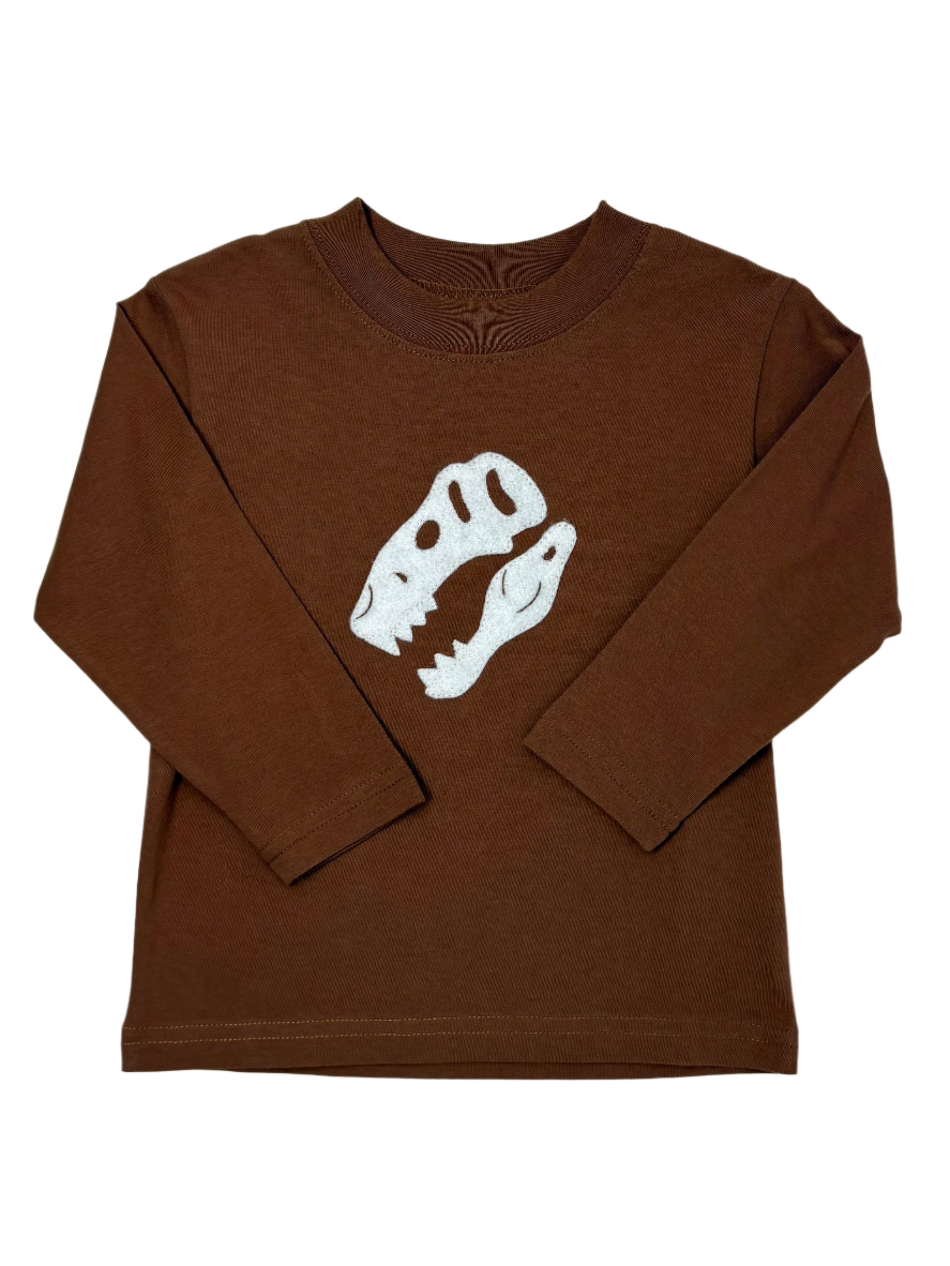 Boys Dino Fossil L/S Tee - Mocha Boys Shirts + Polos Luigi