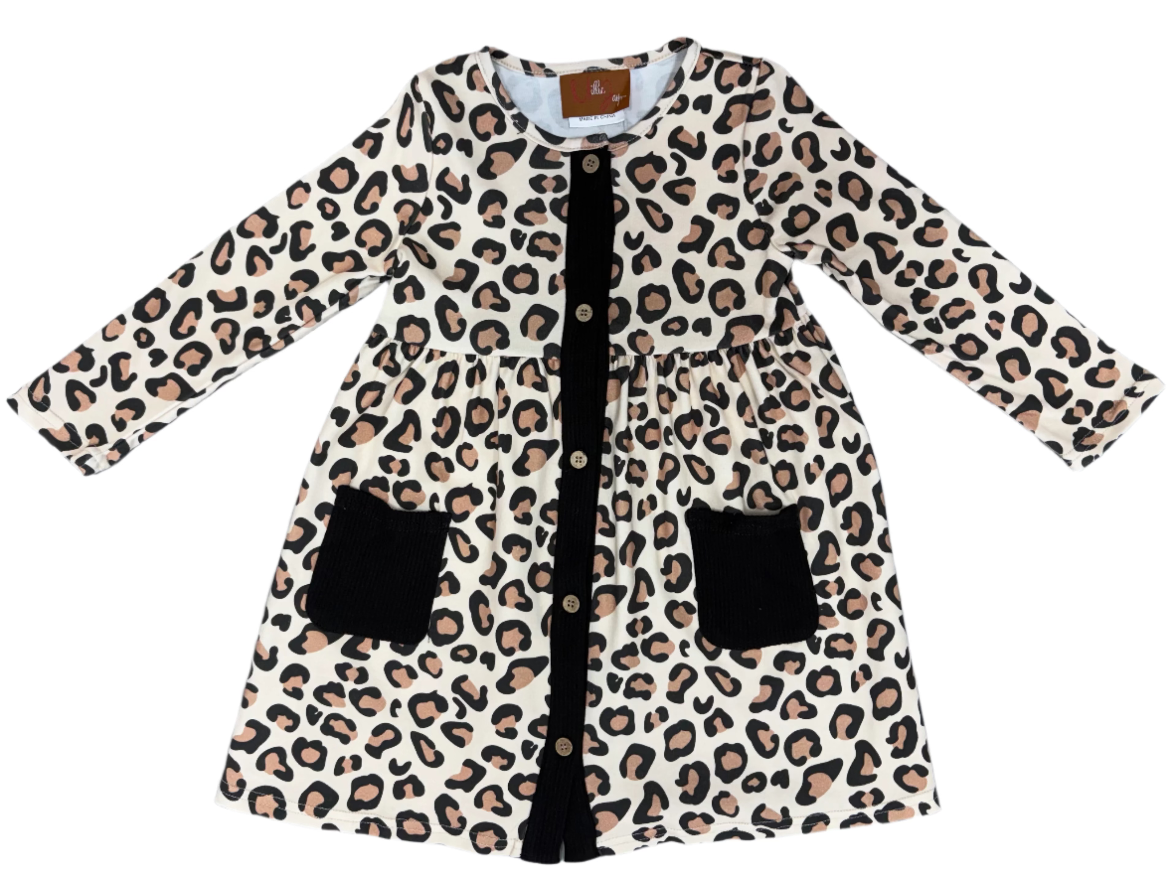 Leopard L/S Dress Girls Play Dresses Millie Jay