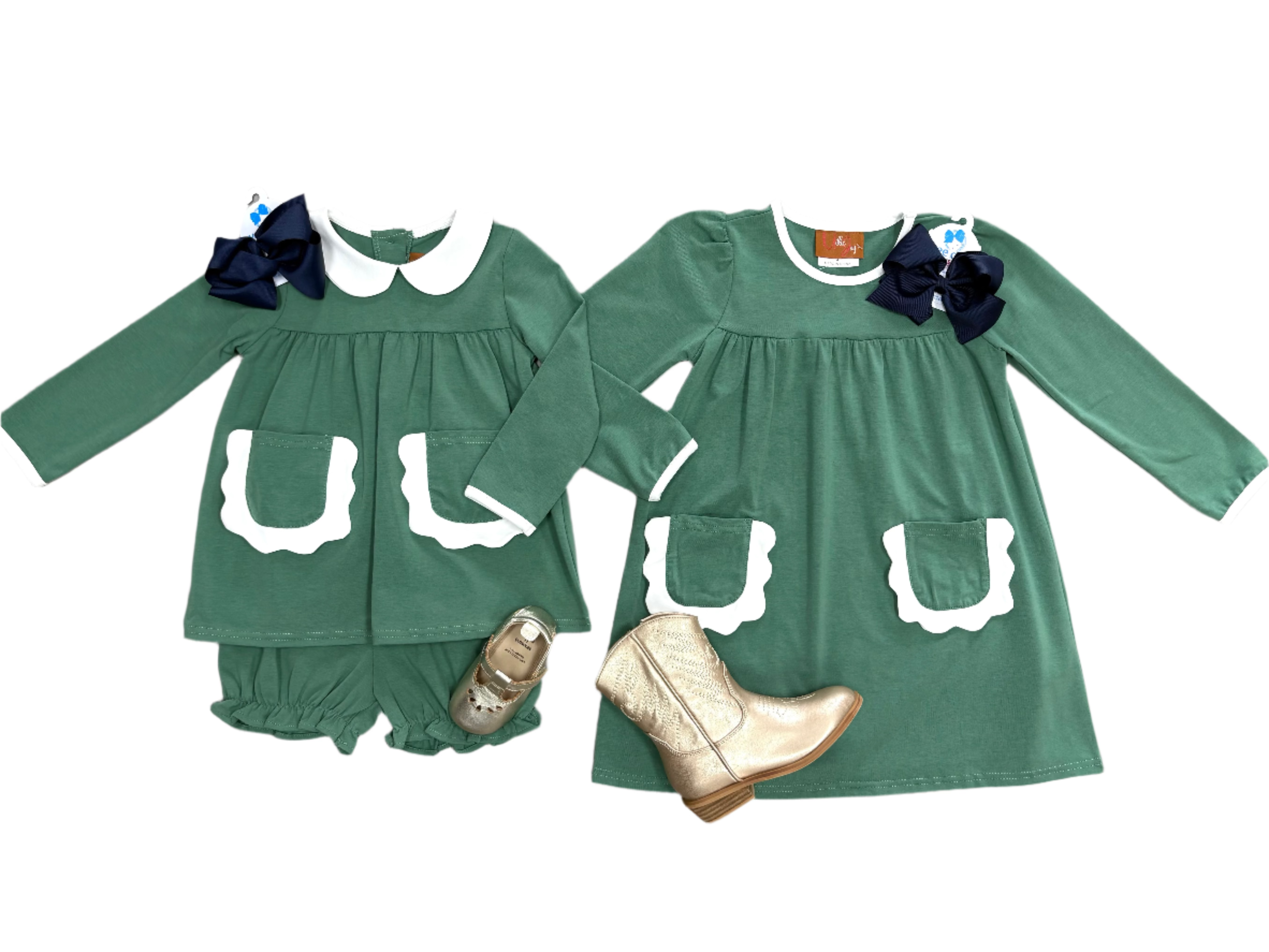 Izzie Dress - Green Girls Play Dresses Millie Jay