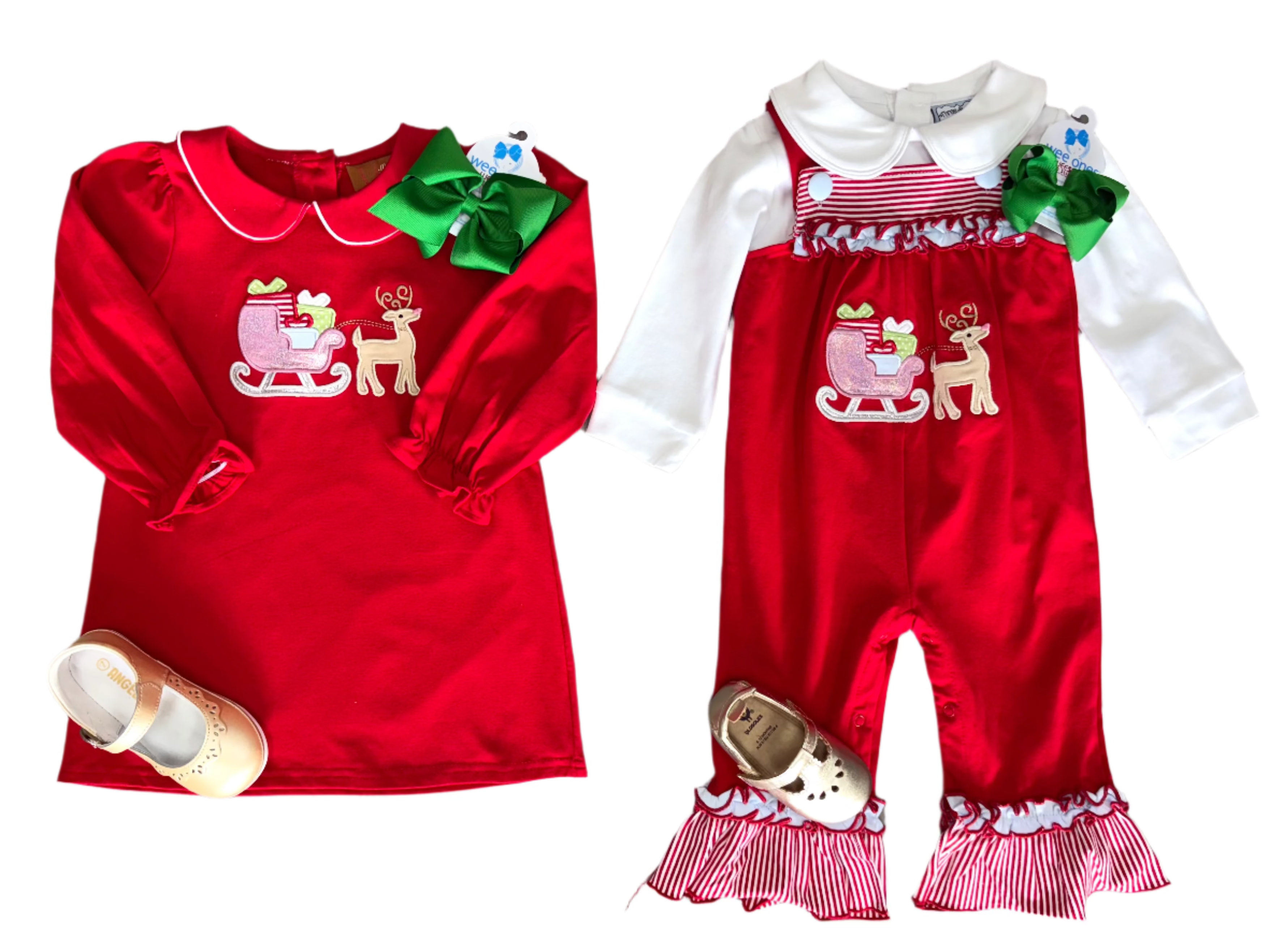 Christmas Sleigh Girls Romper Girls Occasion Dresses Millie Jay