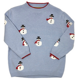 Boys Snowman Sweater - Sky Blue
