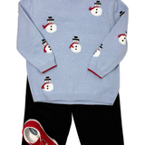 Boys Snowman Sweater - Sky Blue