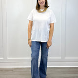 Boyfriend Round Neck Tee - White Tops Zenana