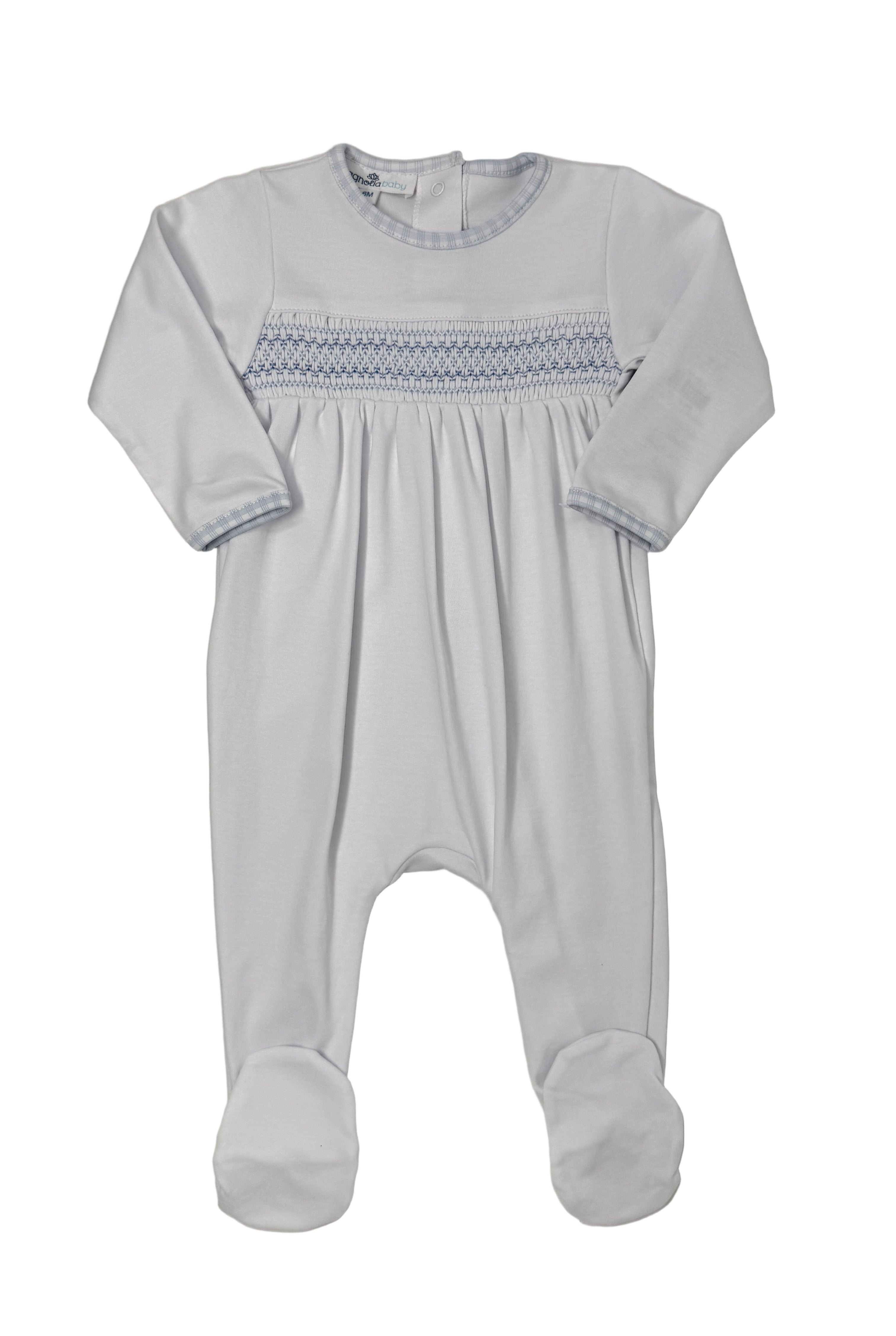 New Beginnings Blue Smocked Footie - Lt. Blue Baby Sleepwear Magnolia Baby