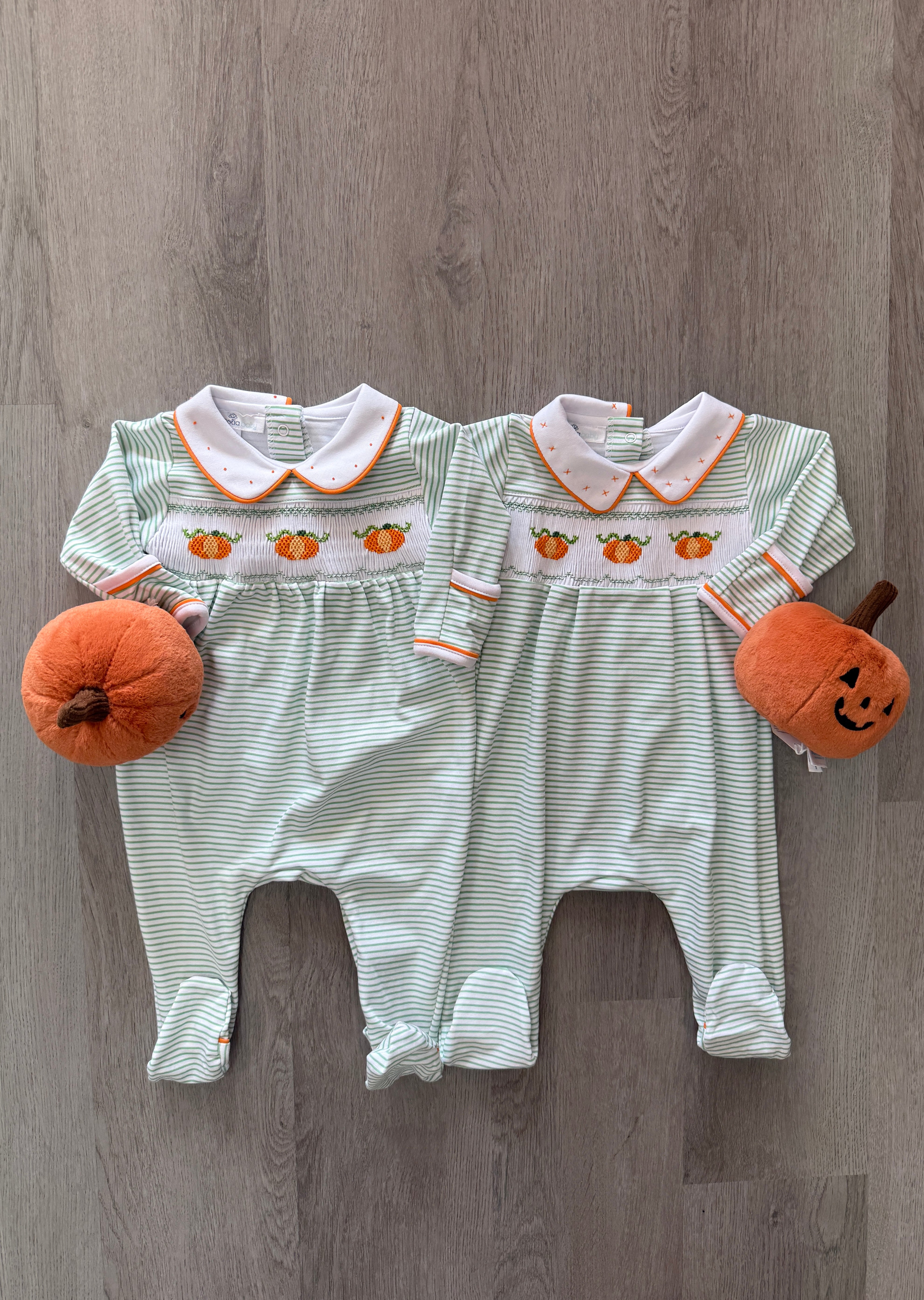 Lil' Pumpkin Classics Smocked Girl Footie - Celery Baby Sleepwear Magnolia Baby