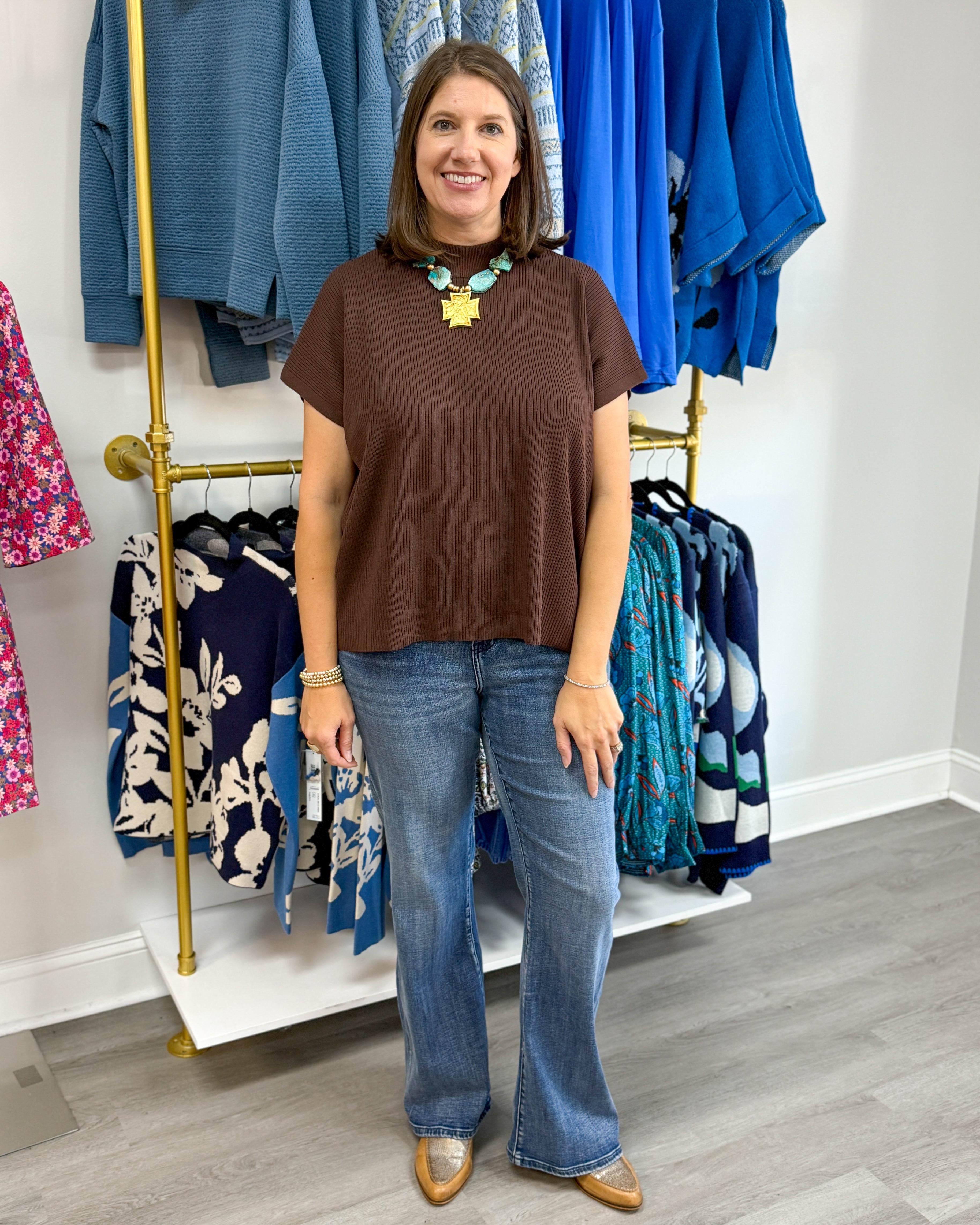 Everly Pullover Sweater - Brown Tops Zenana
