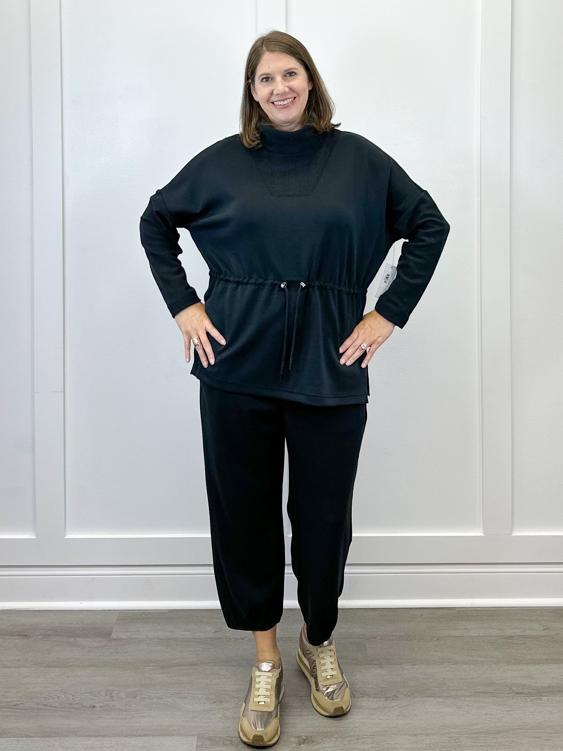 Jogger w/ Hem Pleats & Pockets - Black Pants Tribal