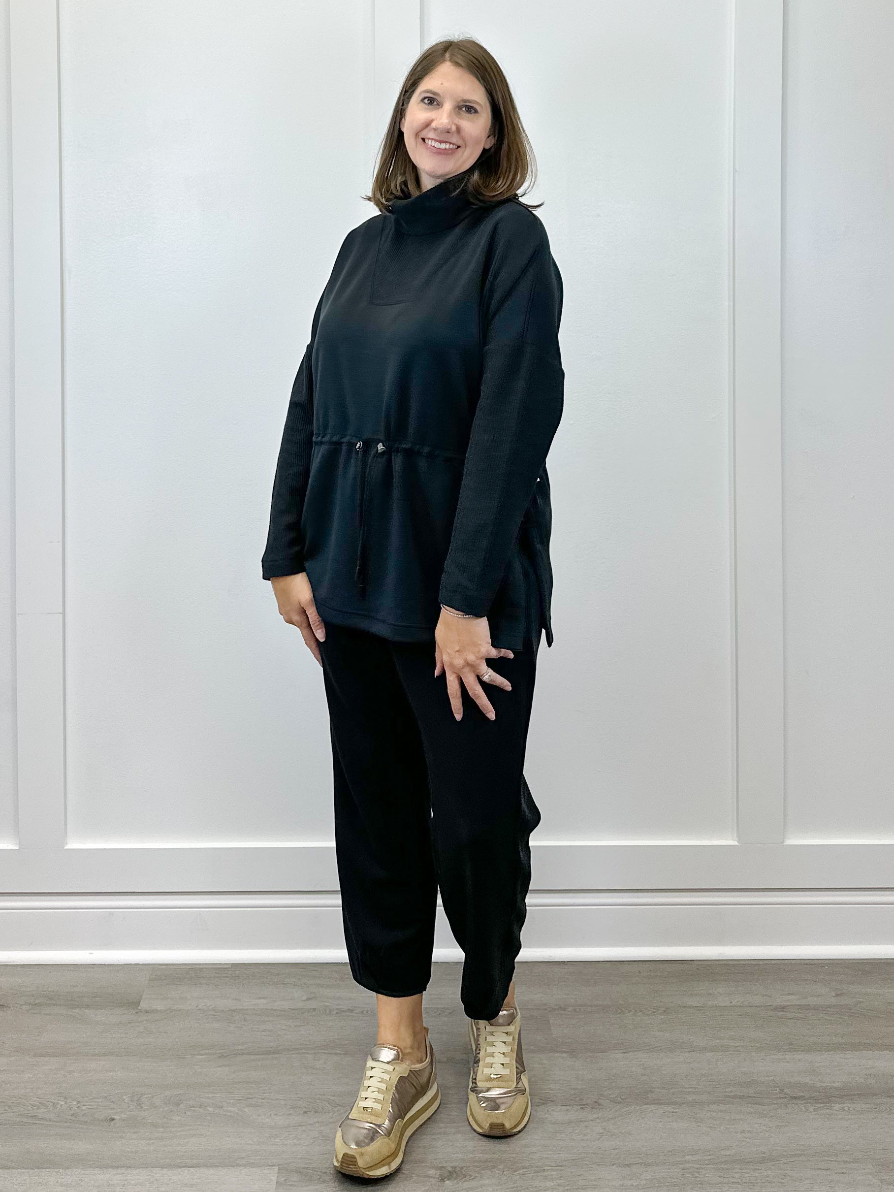 Jogger w/ Hem Pleats & Pockets - Black Pants Tribal