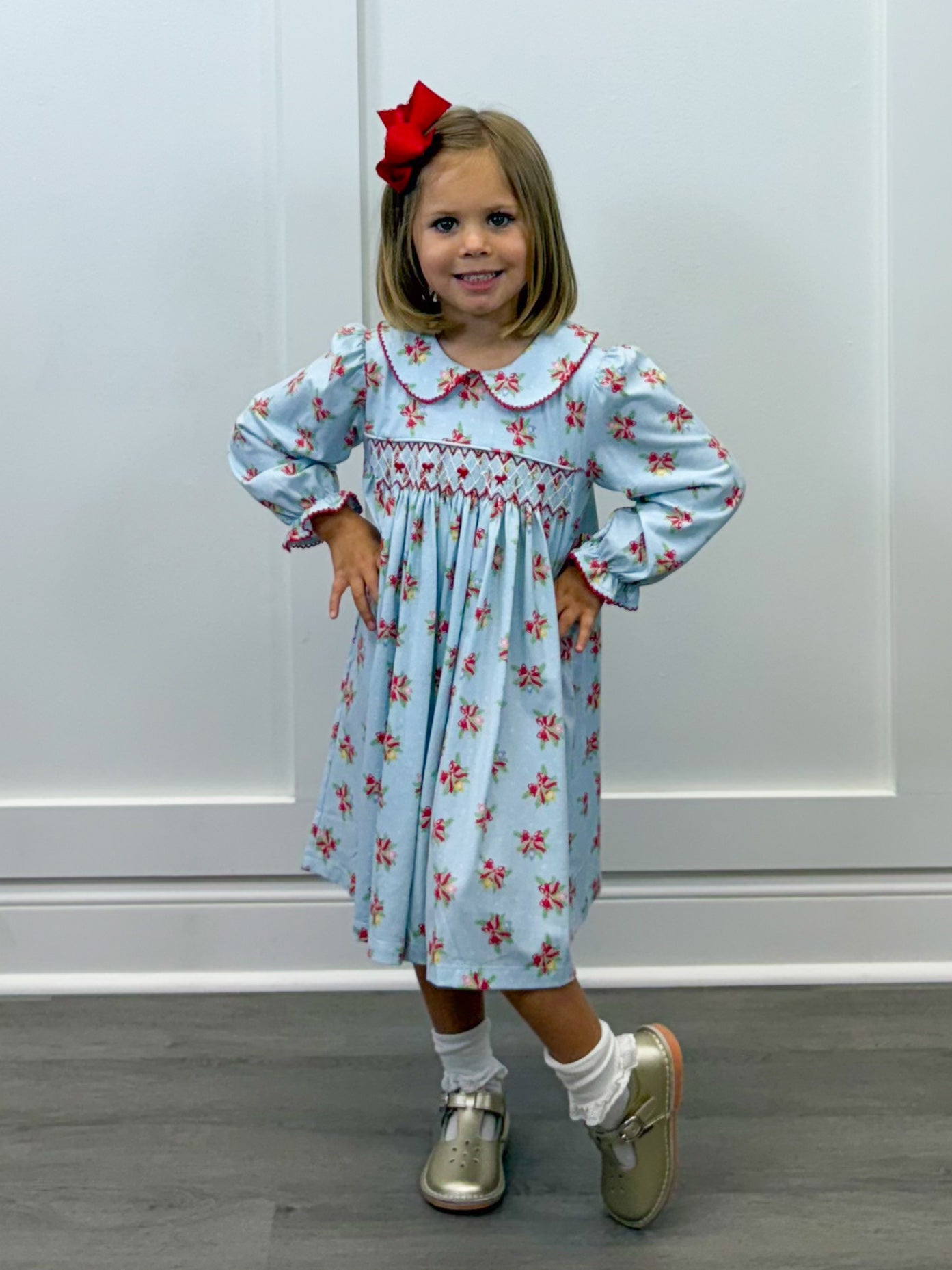 Merry & Bright Smocked Geo Dress Girls Play Dresses Banana Split