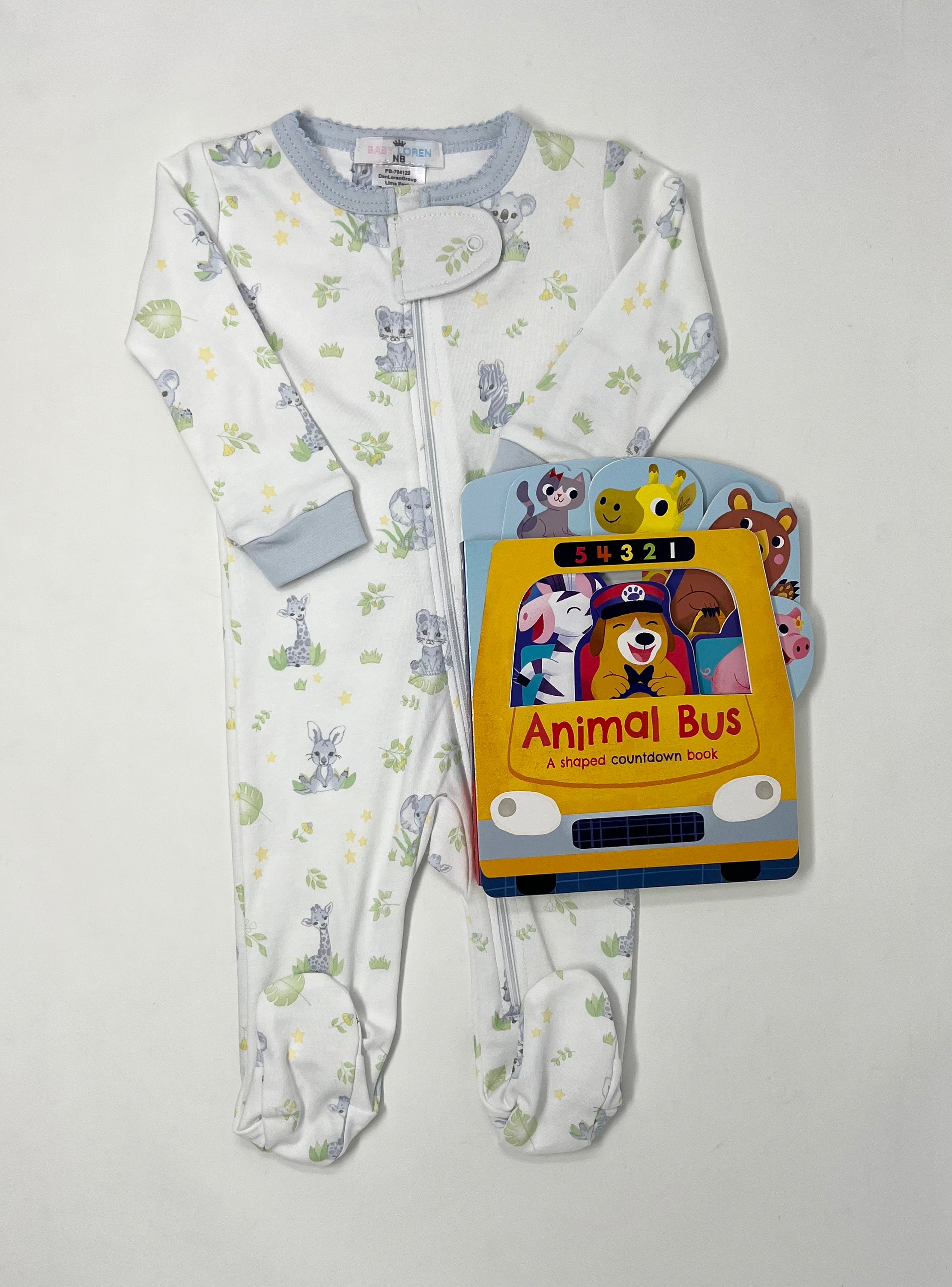 Blue Safari Baby Pima Zipper Footie Baby Sleepwear Baby Loren