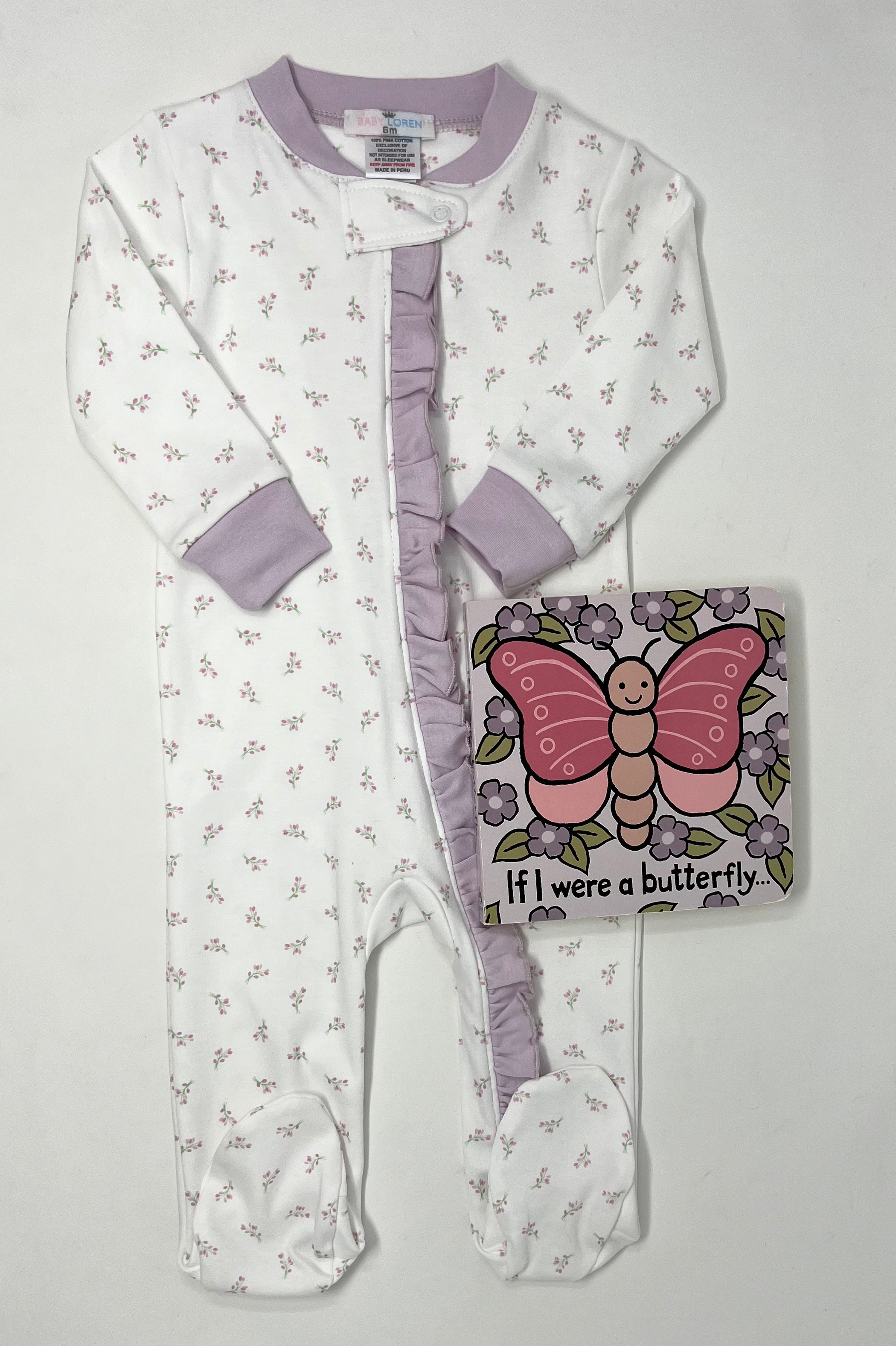 Joy Floral Pima Zipper Footie Baby Sleepwear Baby Loren