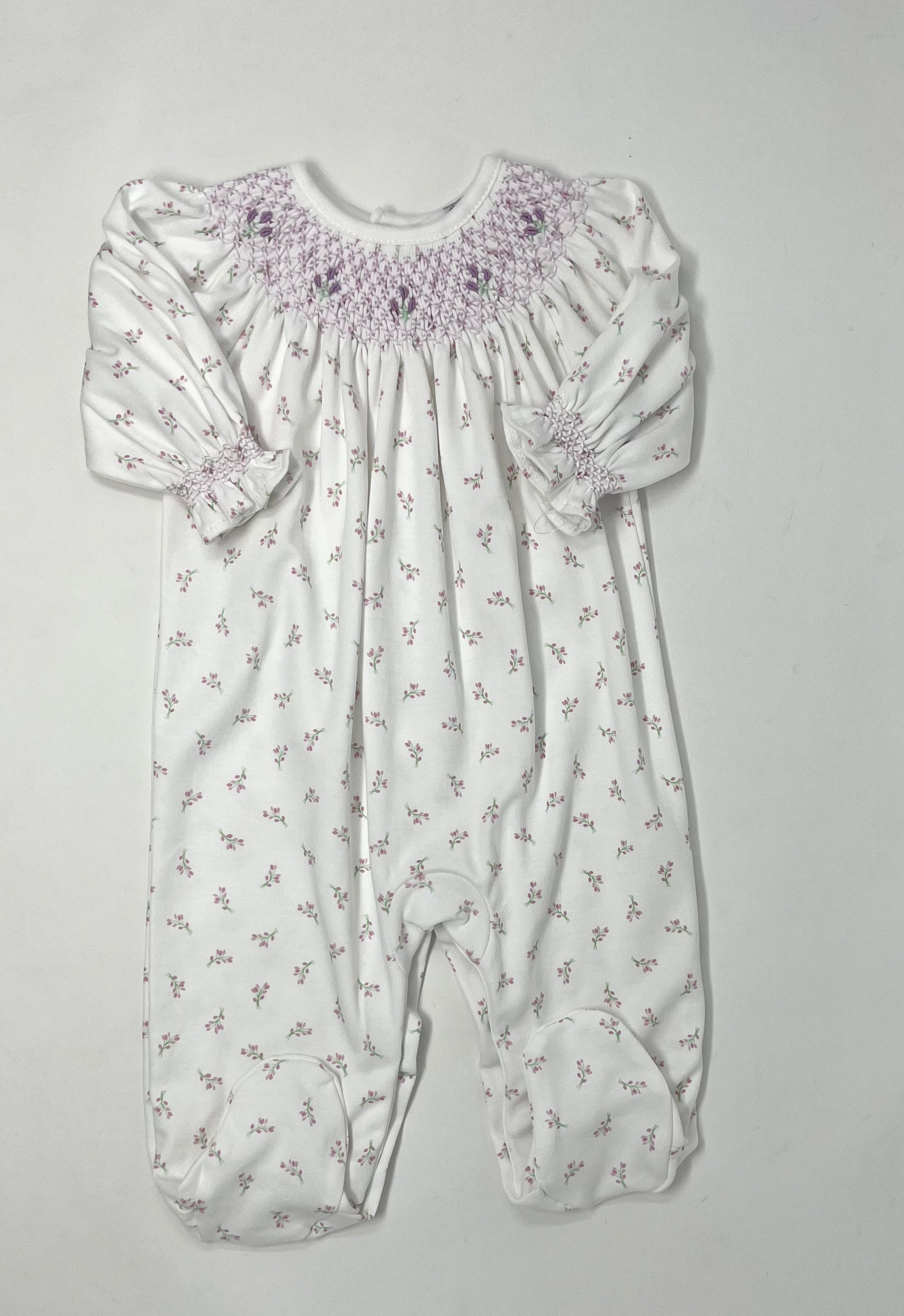 Joy Floral Hand Smocked Bishop Footie Baby Sleepwear Baby Loren