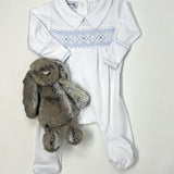 Lily & Lucas Smocked Collared Boy Footie - Lt. Blue Baby Sleepwear Magnolia Baby