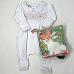 Lily & Lucas Smocked Collared Girl Footie - Pink Baby Sleepwear Magnolia Baby