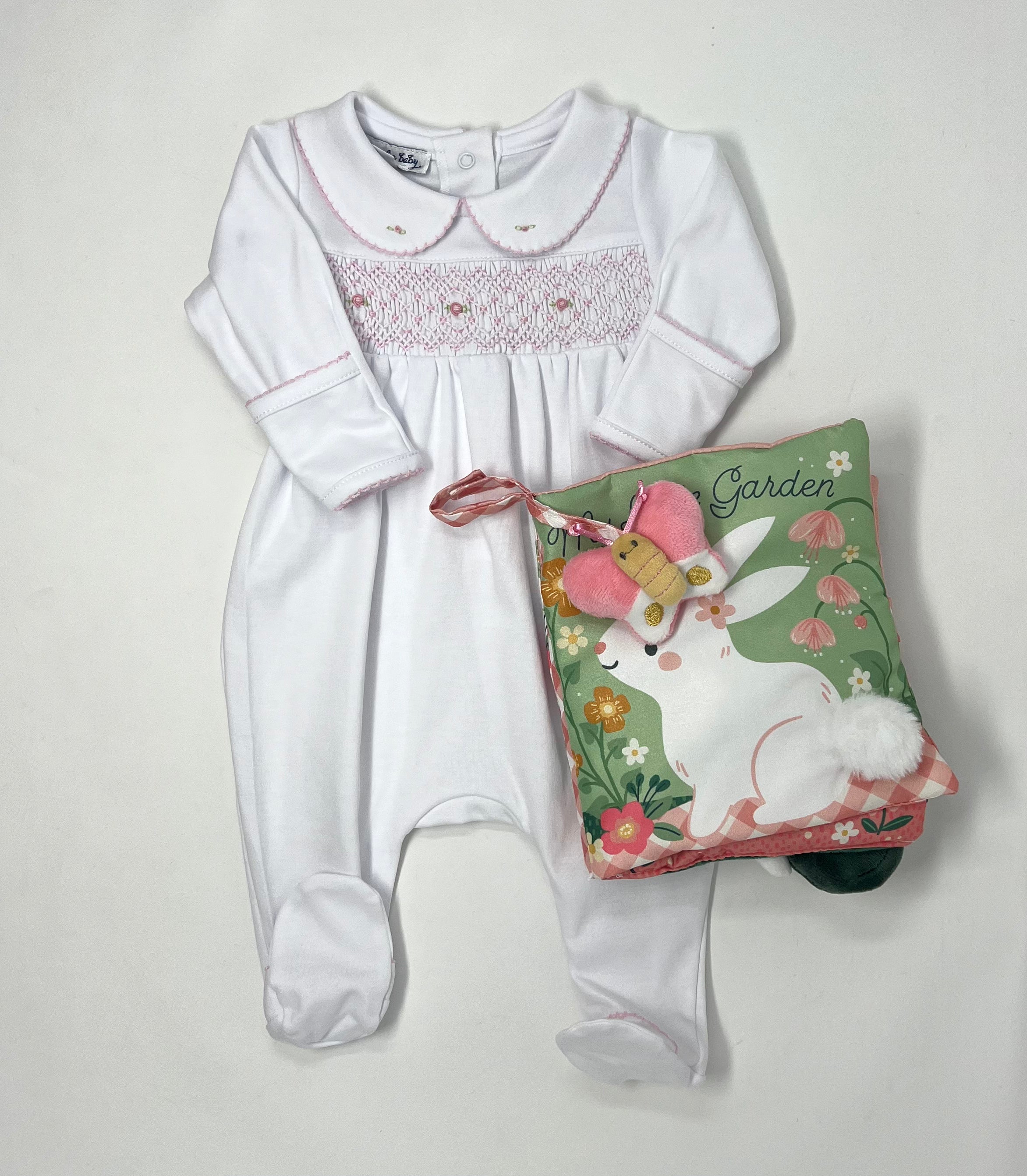 Lily & Lucas Smocked Collared Girl Footie - Pink Baby Sleepwear Magnolia Baby