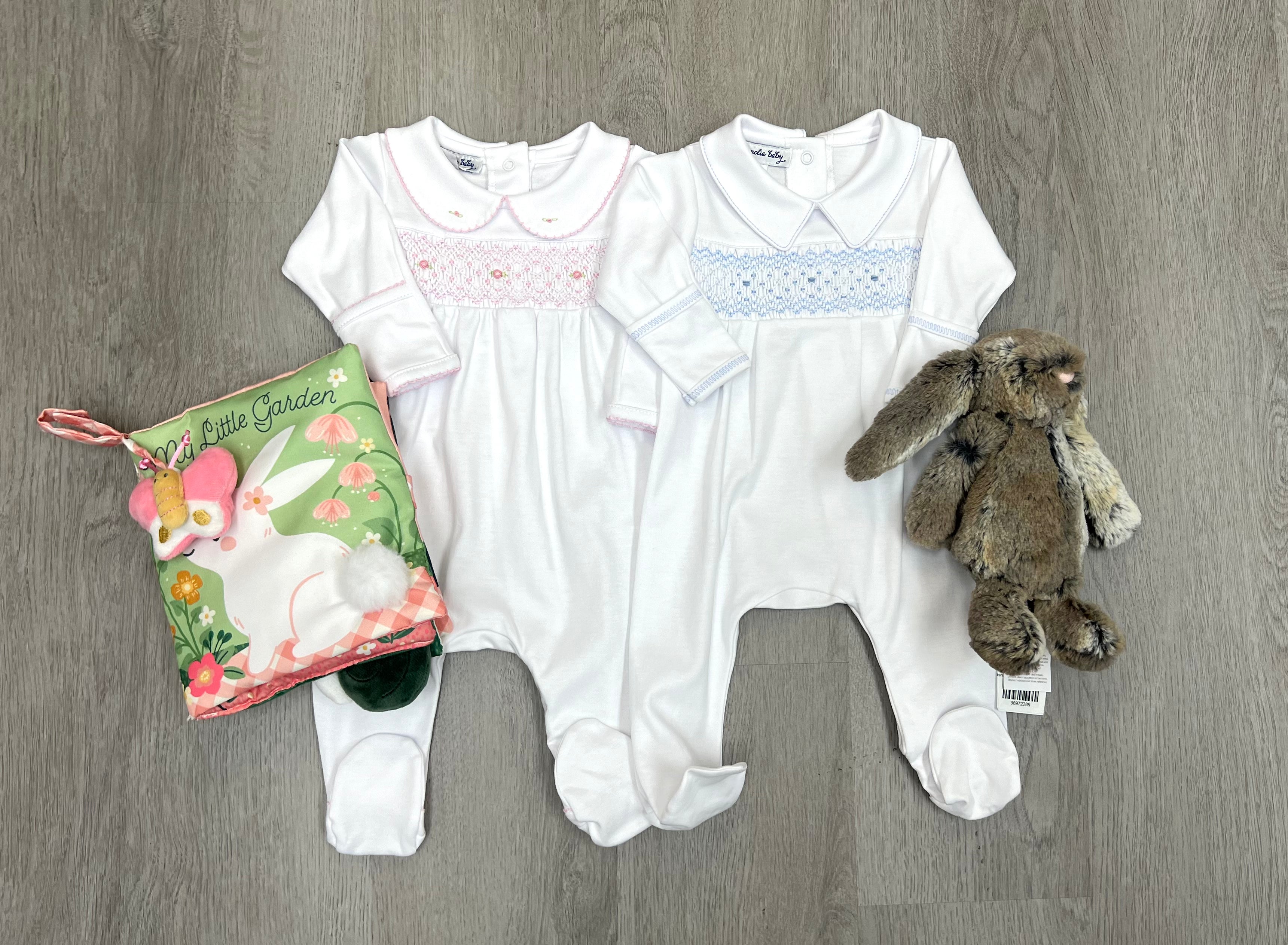 Lily & Lucas Smocked Collared Girl Footie - Pink Baby Sleepwear Magnolia Baby