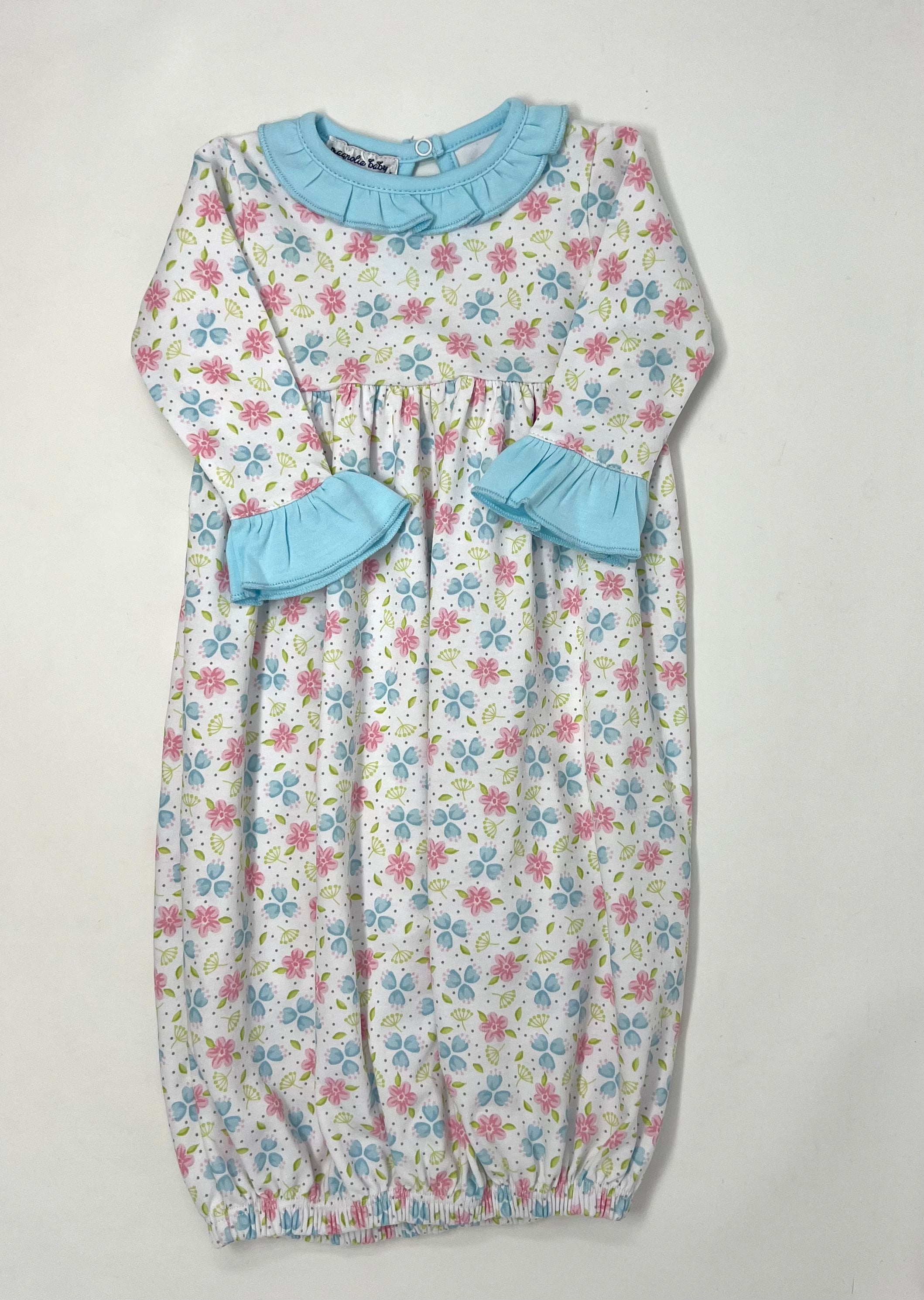 Natalie's Classics Printed Ruffled Gathered Gown Baby Sleepwear Magnolia Baby