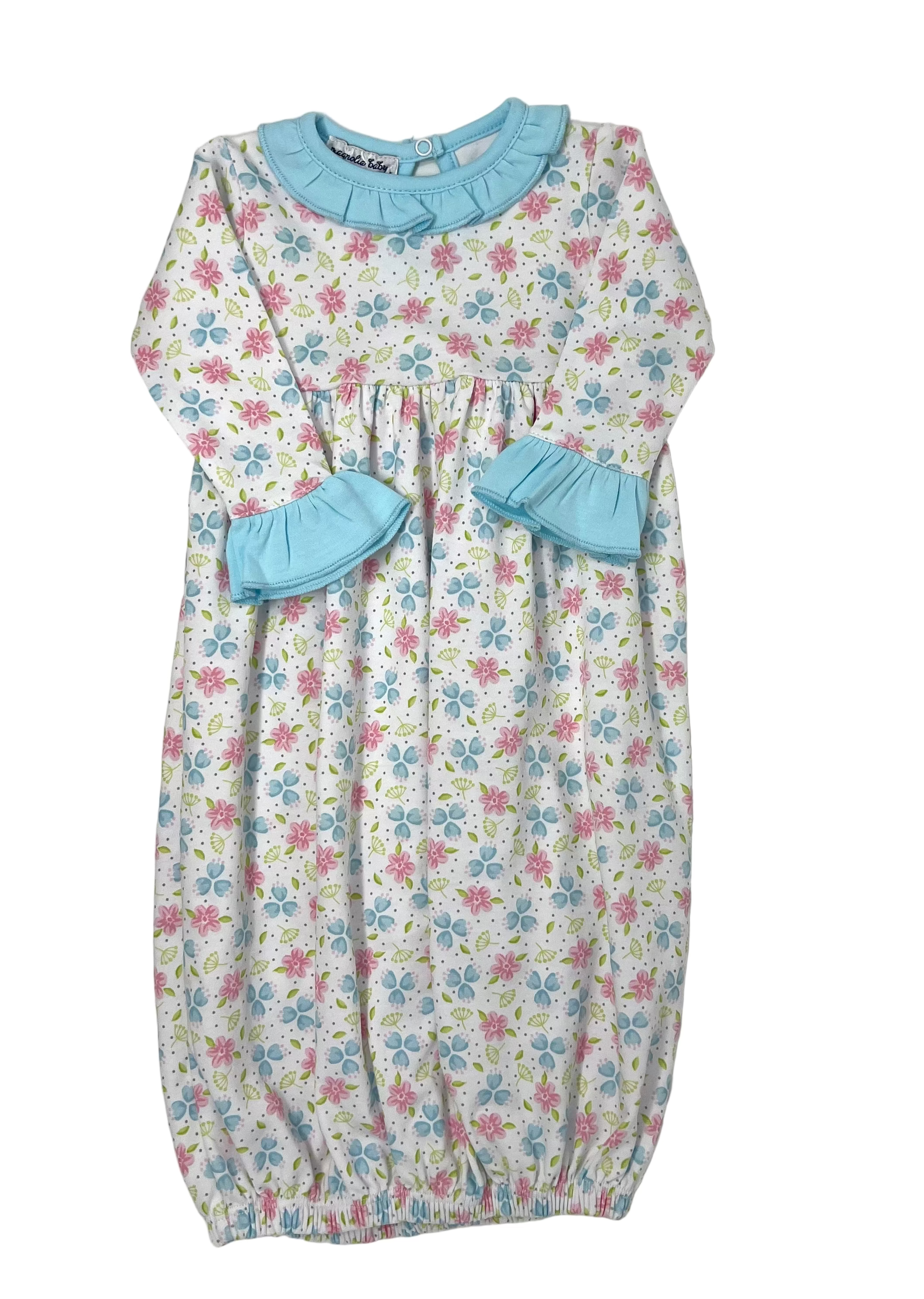 Natalie's Classics Printed Ruffled Gathered Gown Baby Sleepwear Magnolia Baby