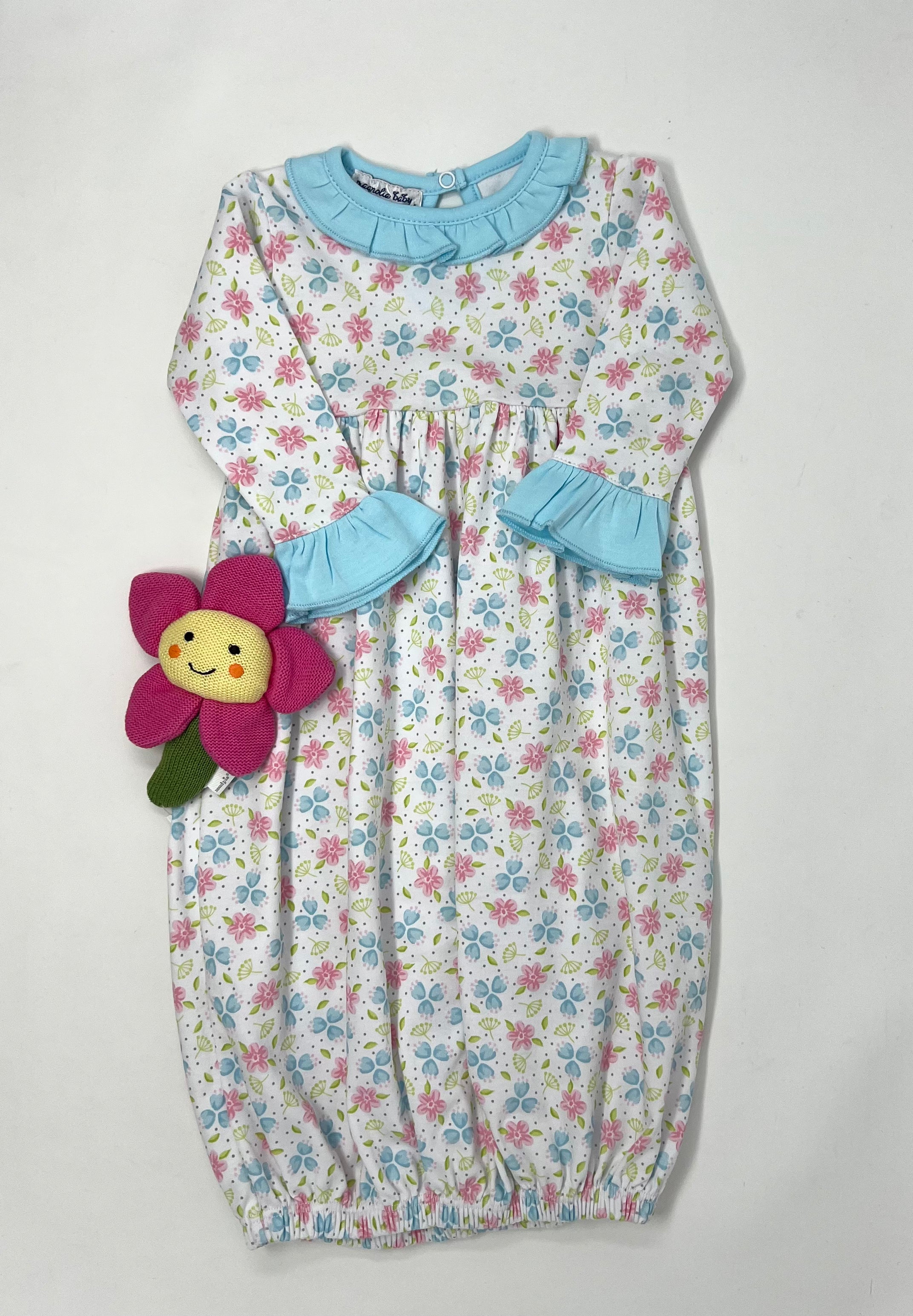 Natalie's Classics Printed Ruffled Gathered Gown Baby Sleepwear Magnolia Baby