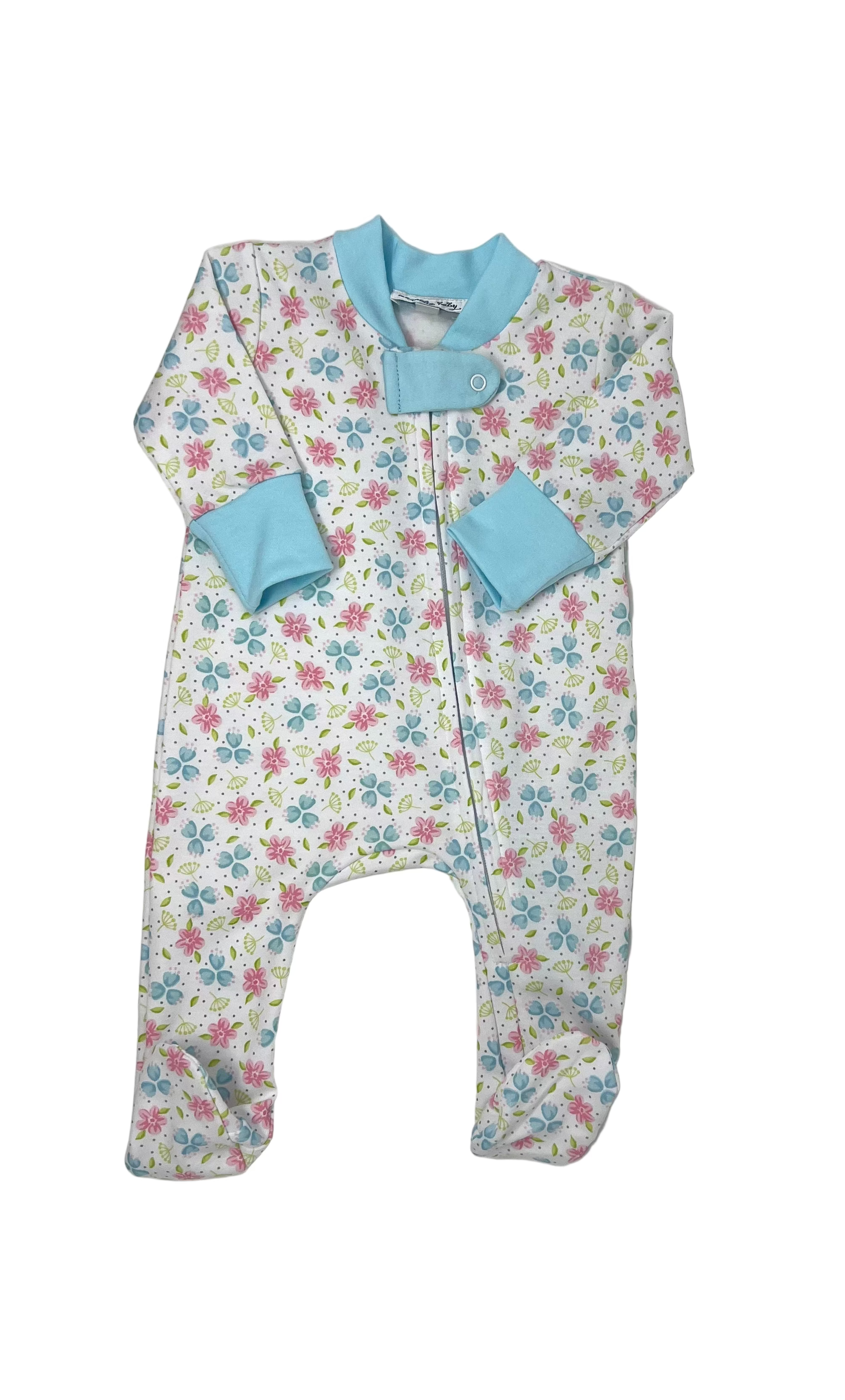 Natalie's Classics Printed Zipper Footie Baby Sleepwear Magnolia Baby