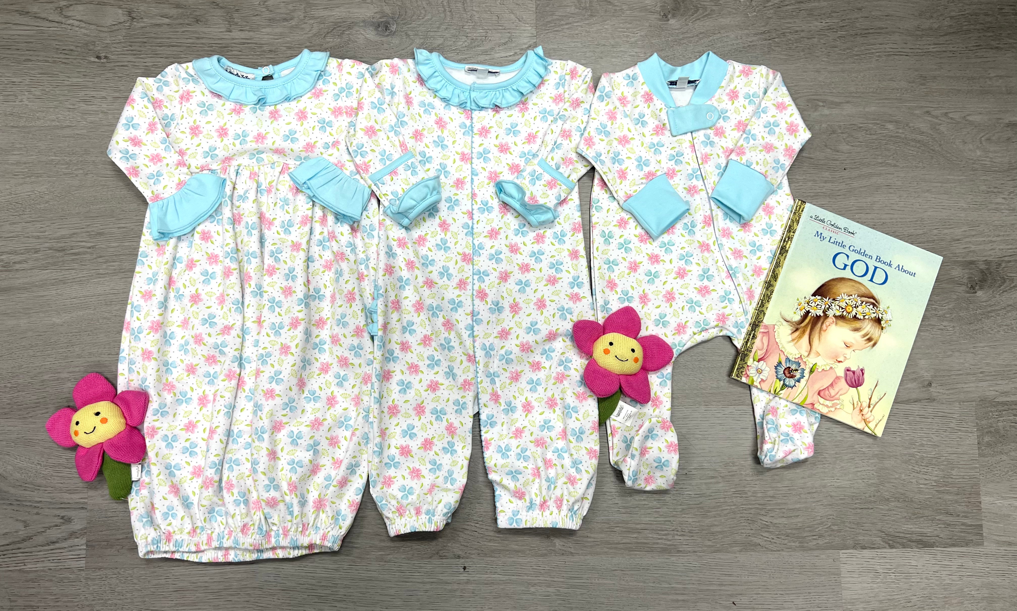 Natalie's Classics Printed Ruffled Gathered Gown Baby Sleepwear Magnolia Baby